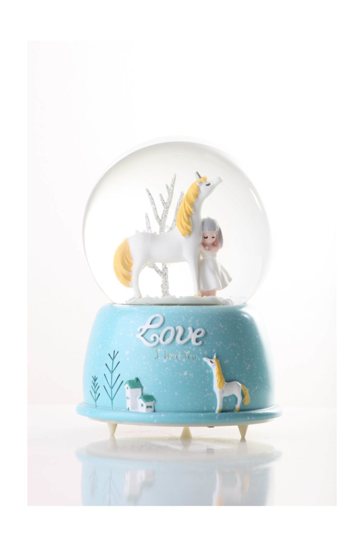 Drc Işıklı Atlı Prenses Kız Kar Küresi 8 cm