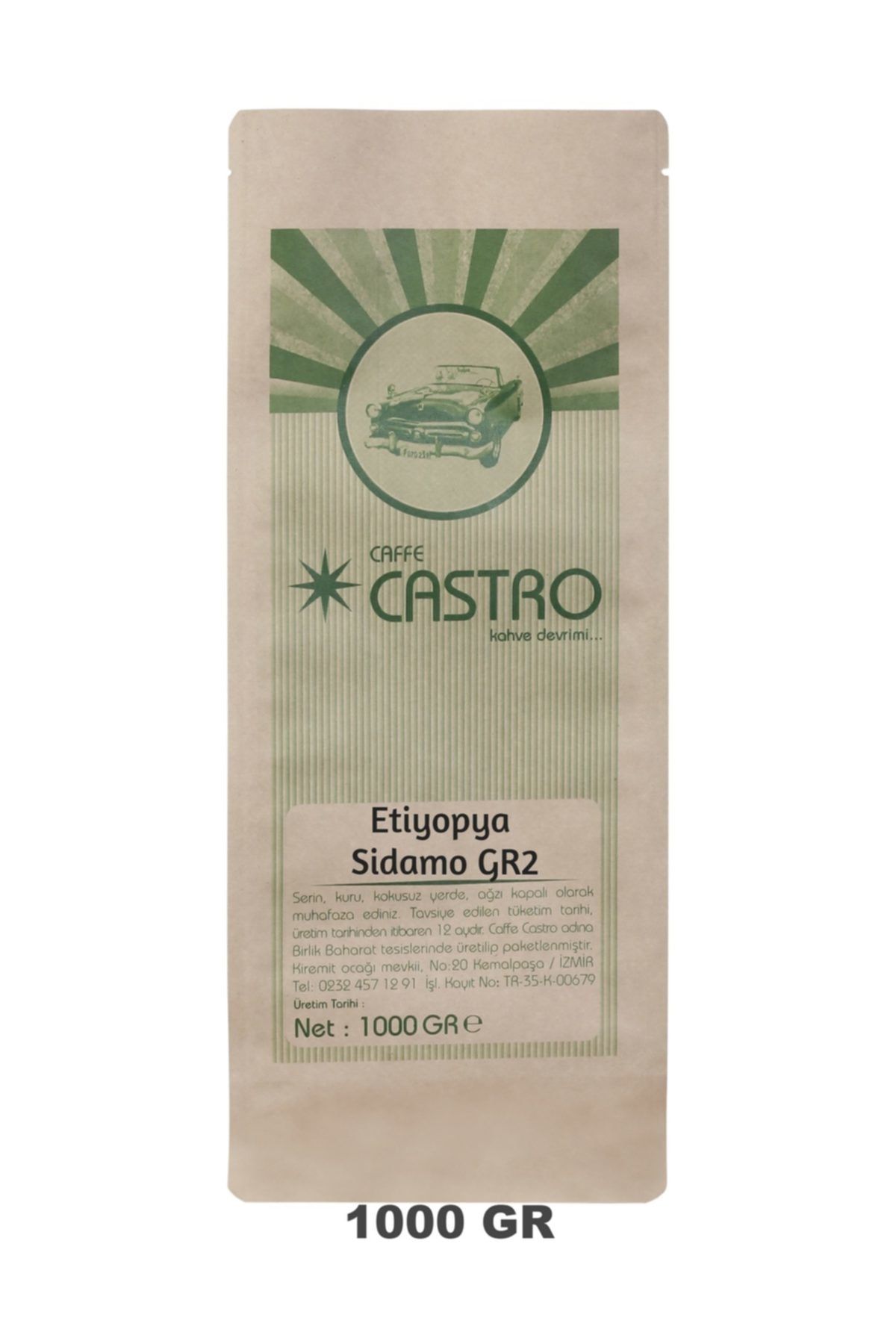 Castro Etiyopya Sidamo Gr2 Nitelikli Kahve 1000 gr.