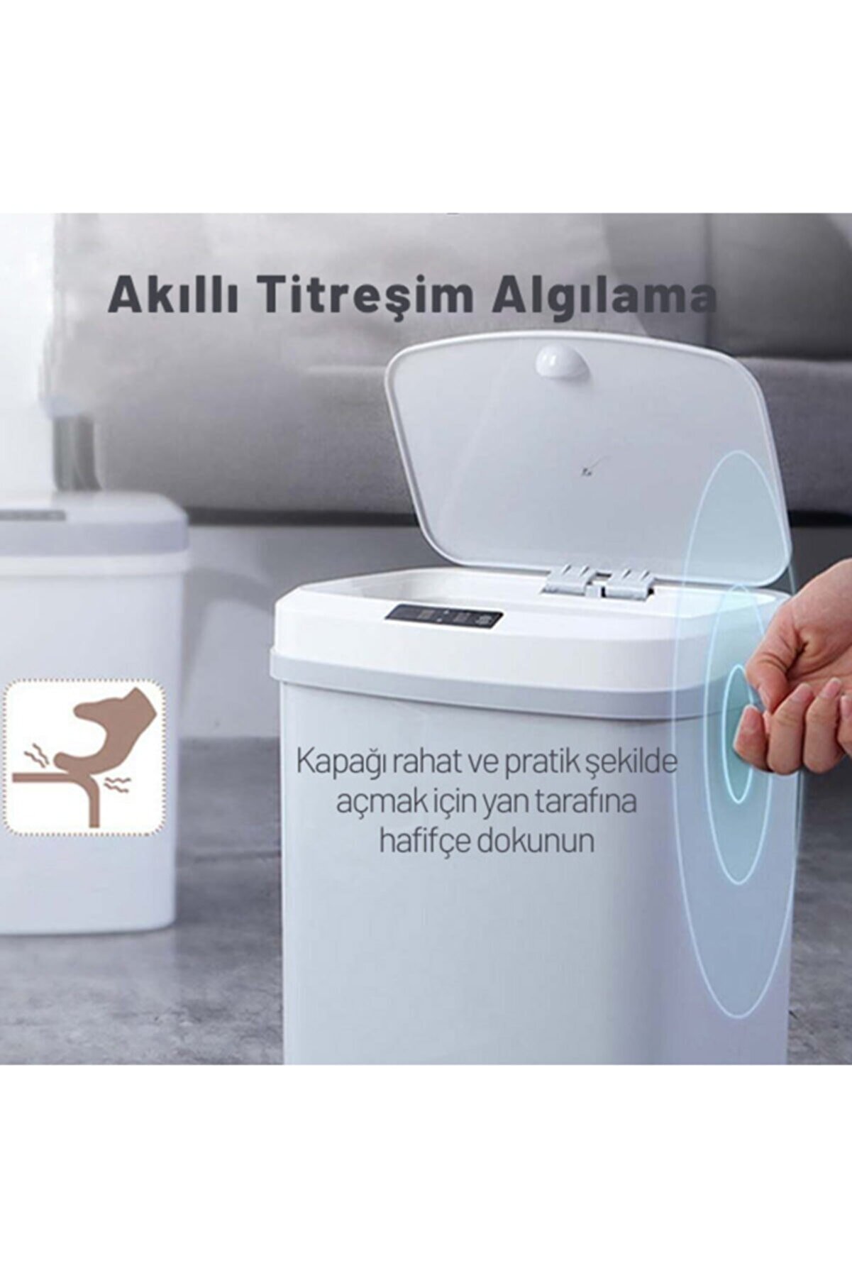 Ally Mobile Ezere 16l Akıllı Çöp Kutusu Otomatik Sensörlu Çop Tenekesi Çöp Kovası Gri