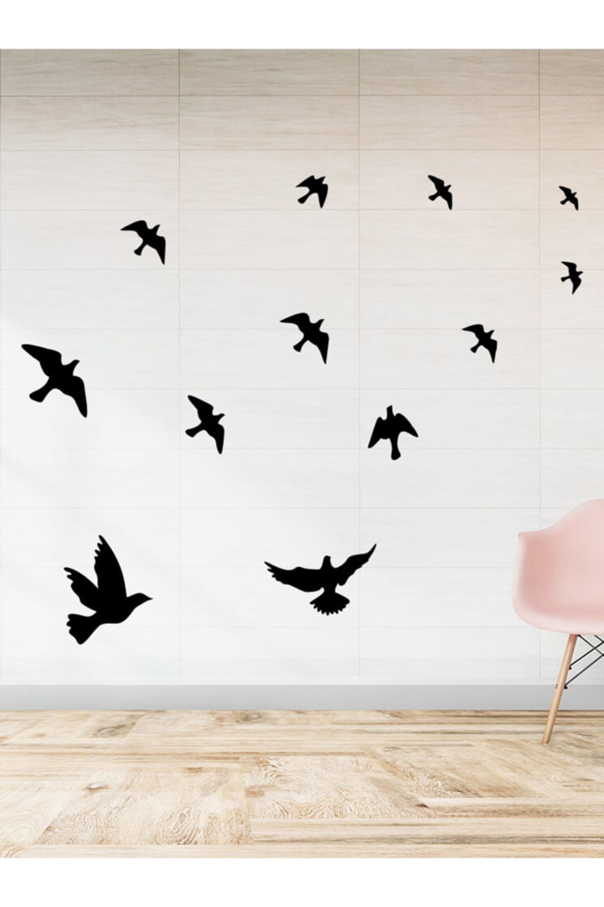 New Jargon Kuş Sürüsü Uçuşan Kuşlar Serisi Duvar Sticker Yapıştırma - Siyah
