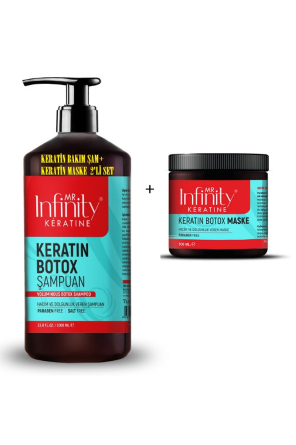 mr infinity Infinty Exp Keratin Botox Şampuan 1000 ml+ Yıpranmış Kuru Saçlara Keratin Saç Bakım Maskesi 500 ml
