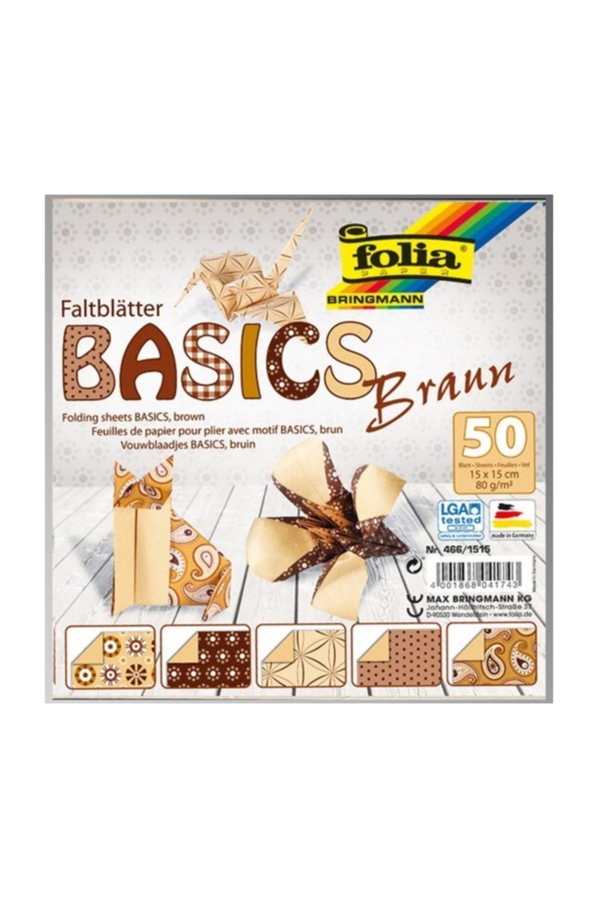 Folia Origami Basics Kahve 15 x 15cm 50 Sayfa 5 Desen