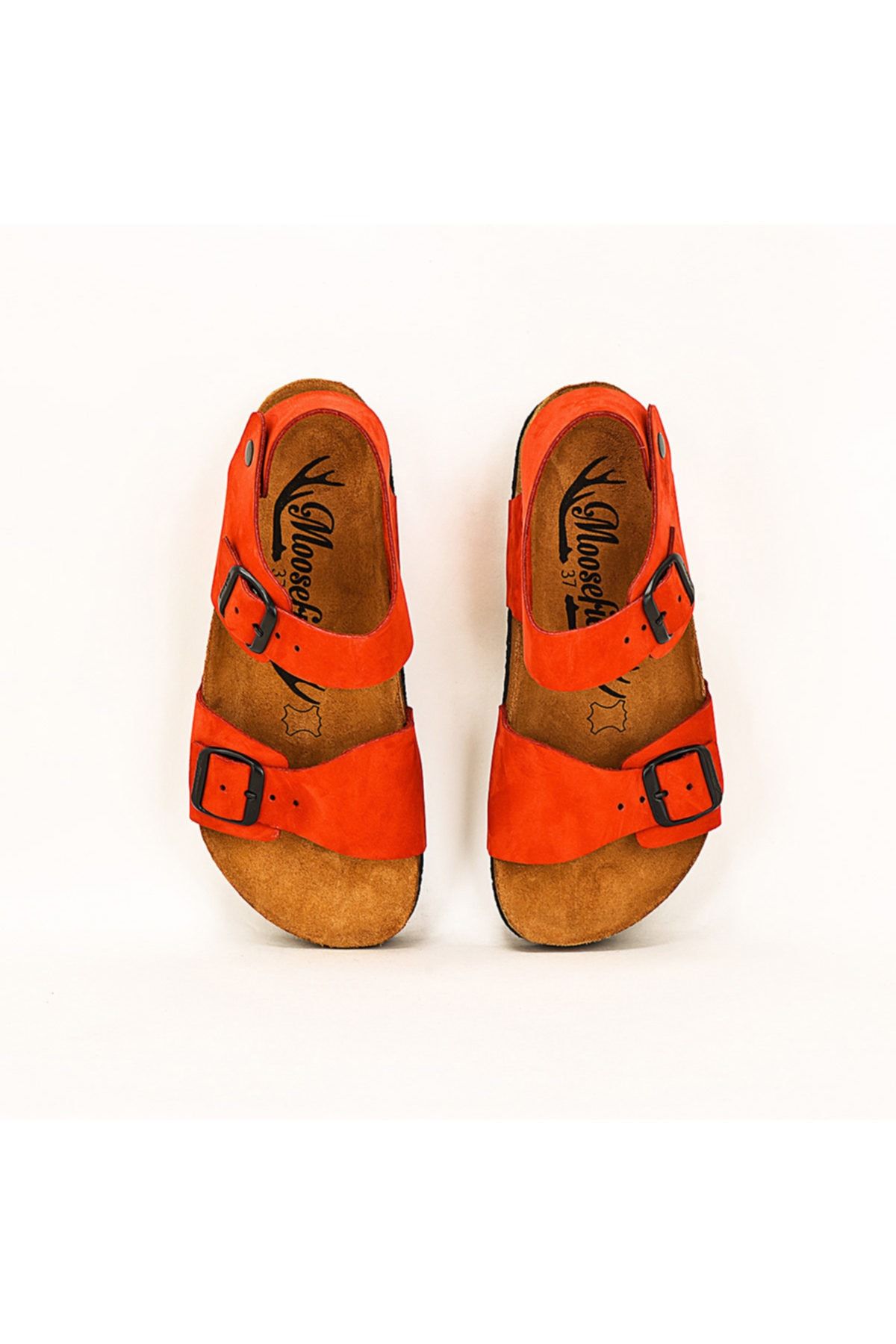 Moosefield Hakiki Deri Kırmızı Kadın Sandalet