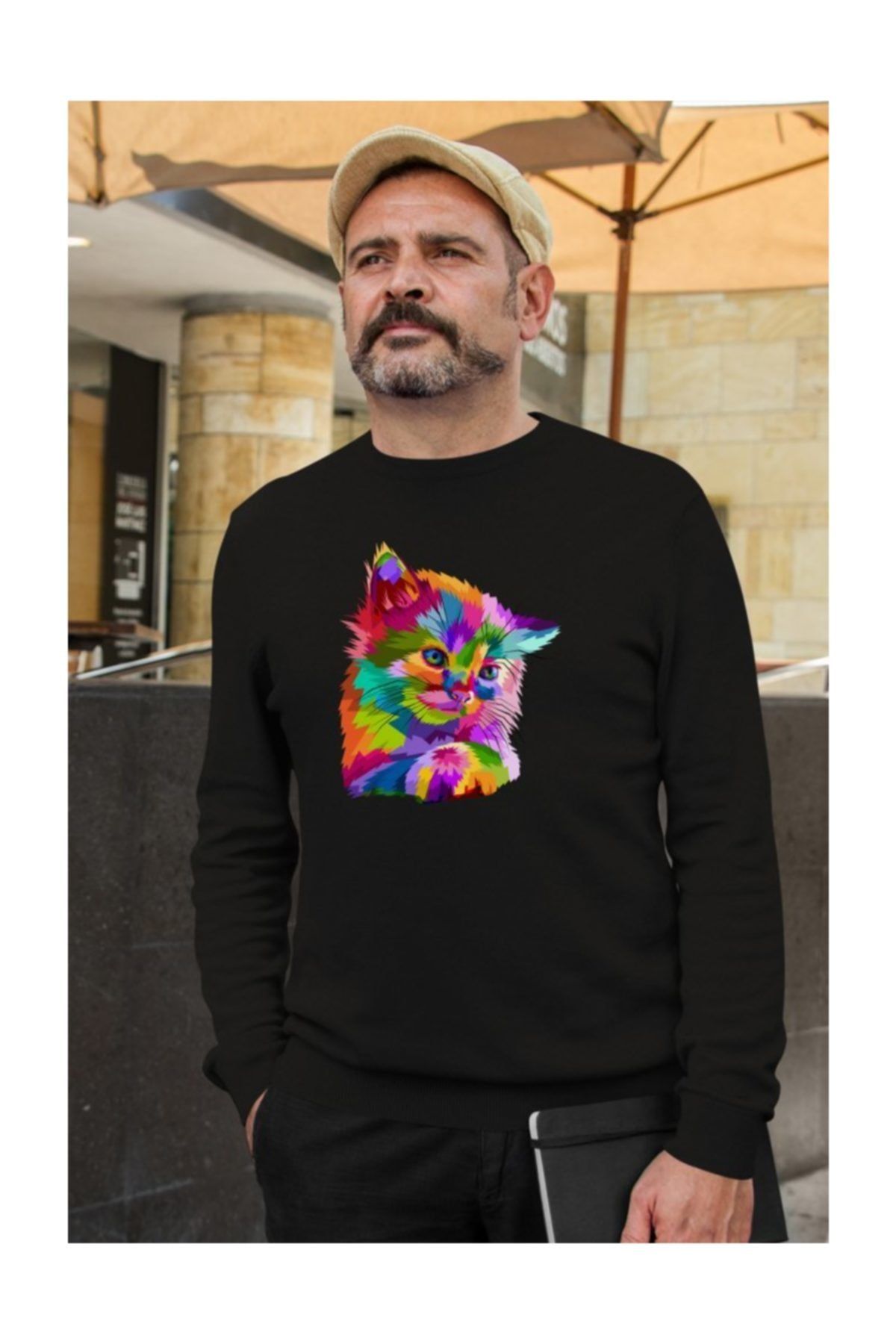 Angemiel Wear Rainbow Cat Erkek Sweatshirt