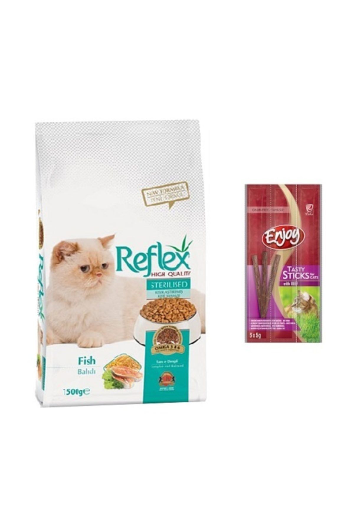 Reflex Balık Etli Kısırlaştırılmış Kedi Maması 1,5 Kg + Sticks