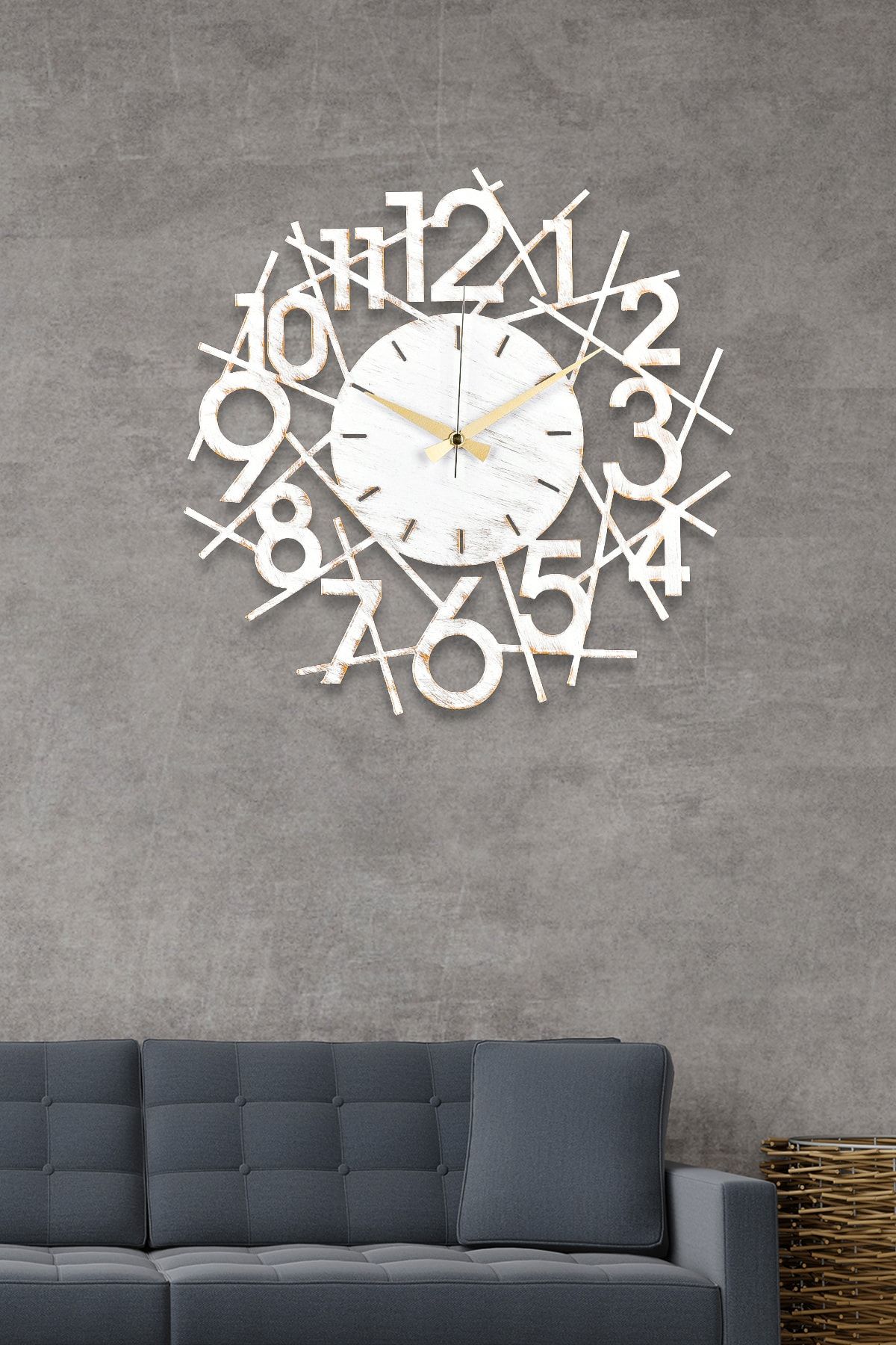 Muyika Design Muyika Karde Yeni Koleksiyon Dekoratif Metal Beyaz Eskitme Duvar Saati 41x41cm Mds-41