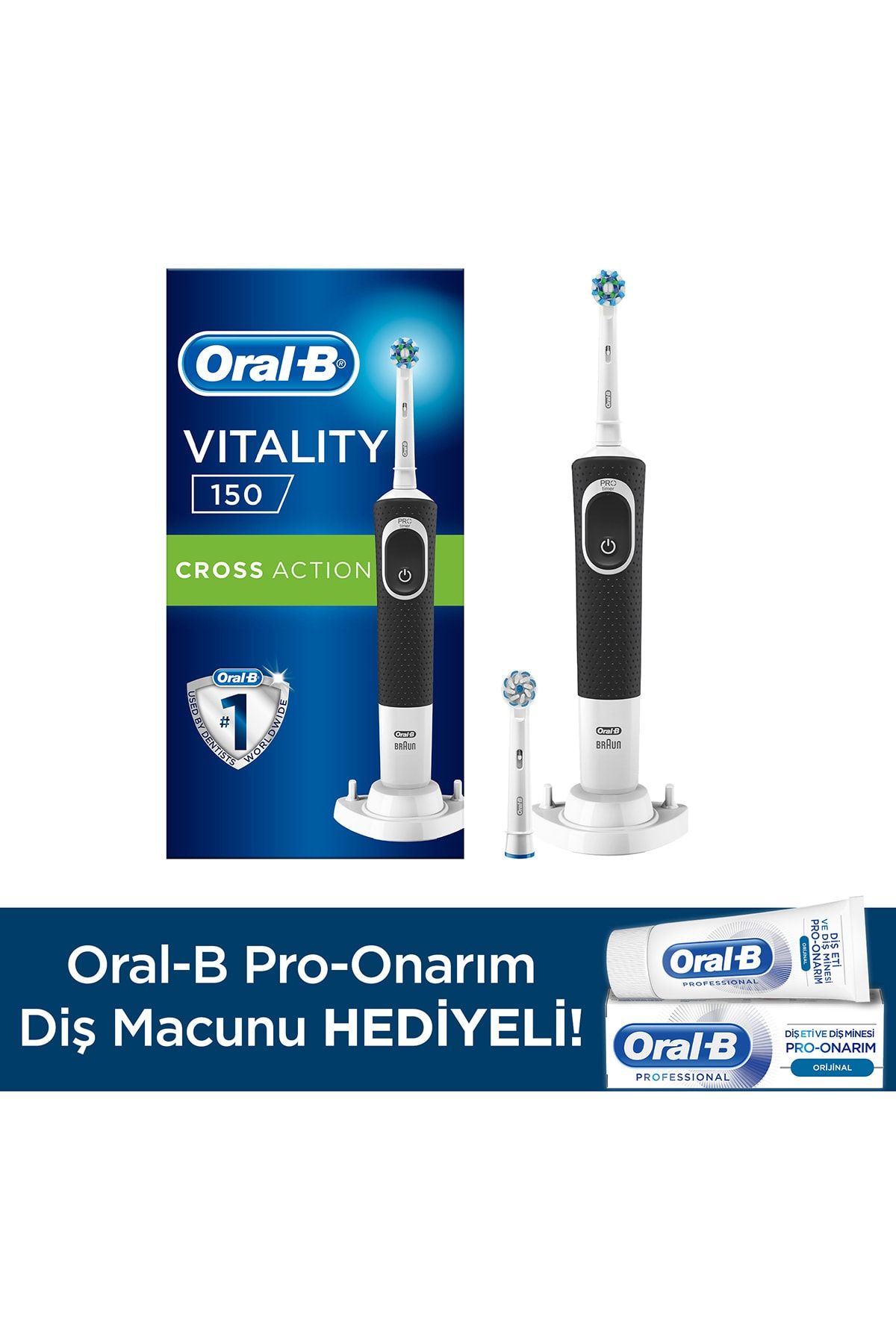 Oral-B D150 Şarjlı Diş Fırçası+1 Yed Başlık+Pro Onar 50ml Diş M.