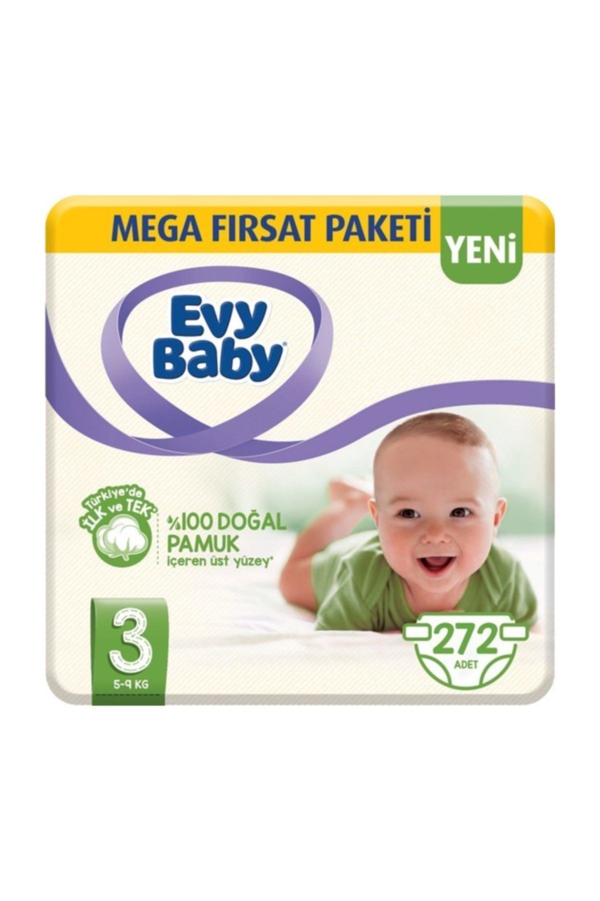 Evy Baby Bebek Bezi 3 Beden 5-9 Kg Midi Mega Paketi 272'li