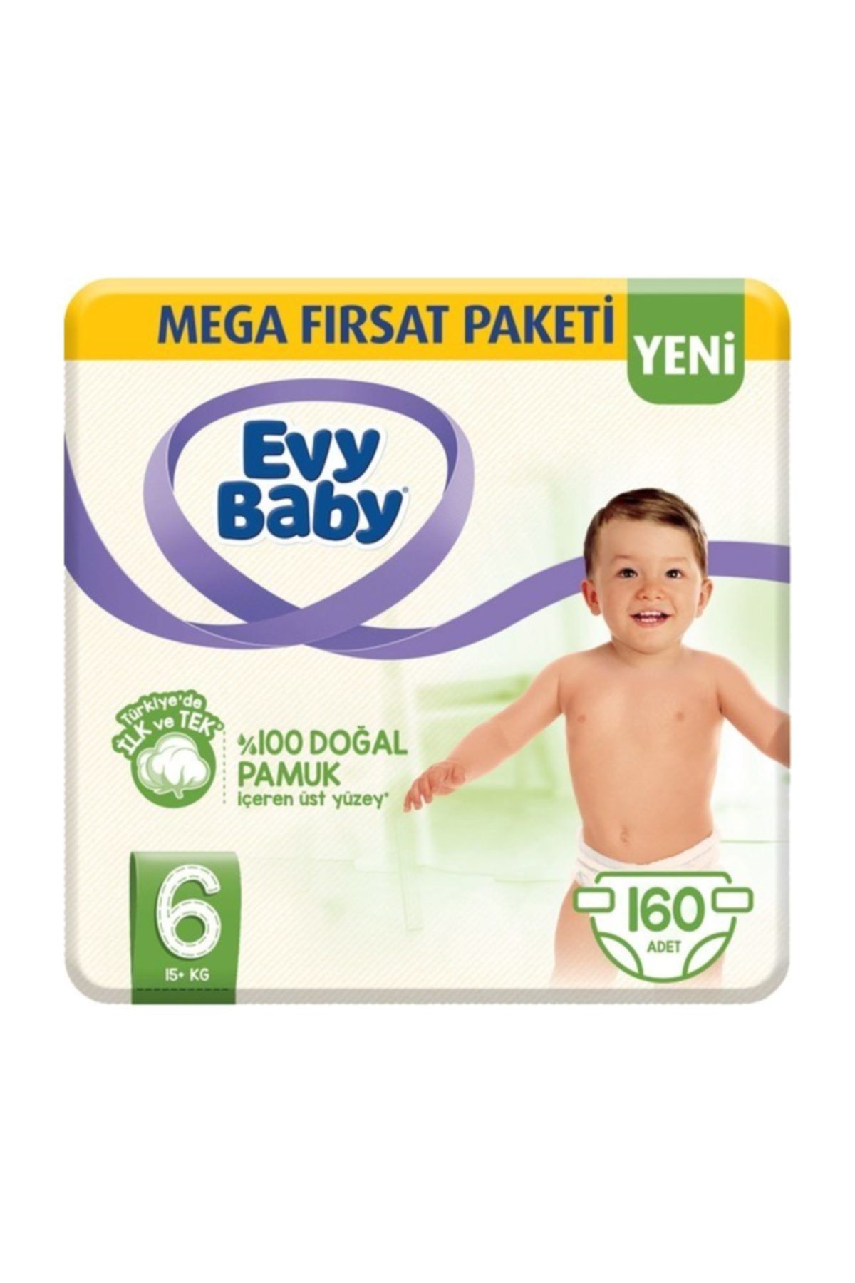 Evy Baby Bebek Bezi 6 Beden Ekstra Large 15+kg Mega Paketi 160'lı