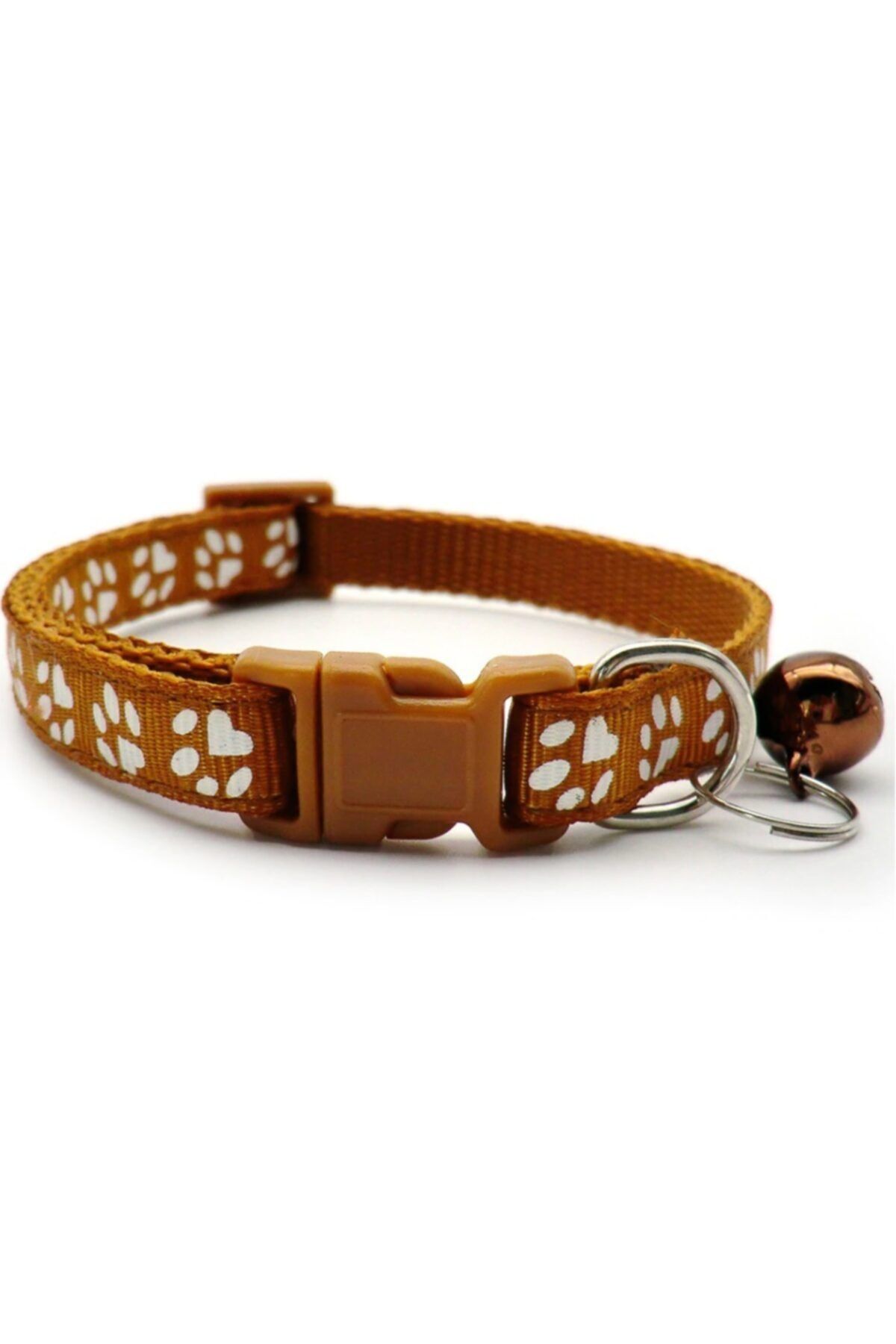 Genel Markalar Pati Desenli Kahverengi Renkli Ayarlanabilir Çıngıraklı Kedi-köpek Boyun Tasması