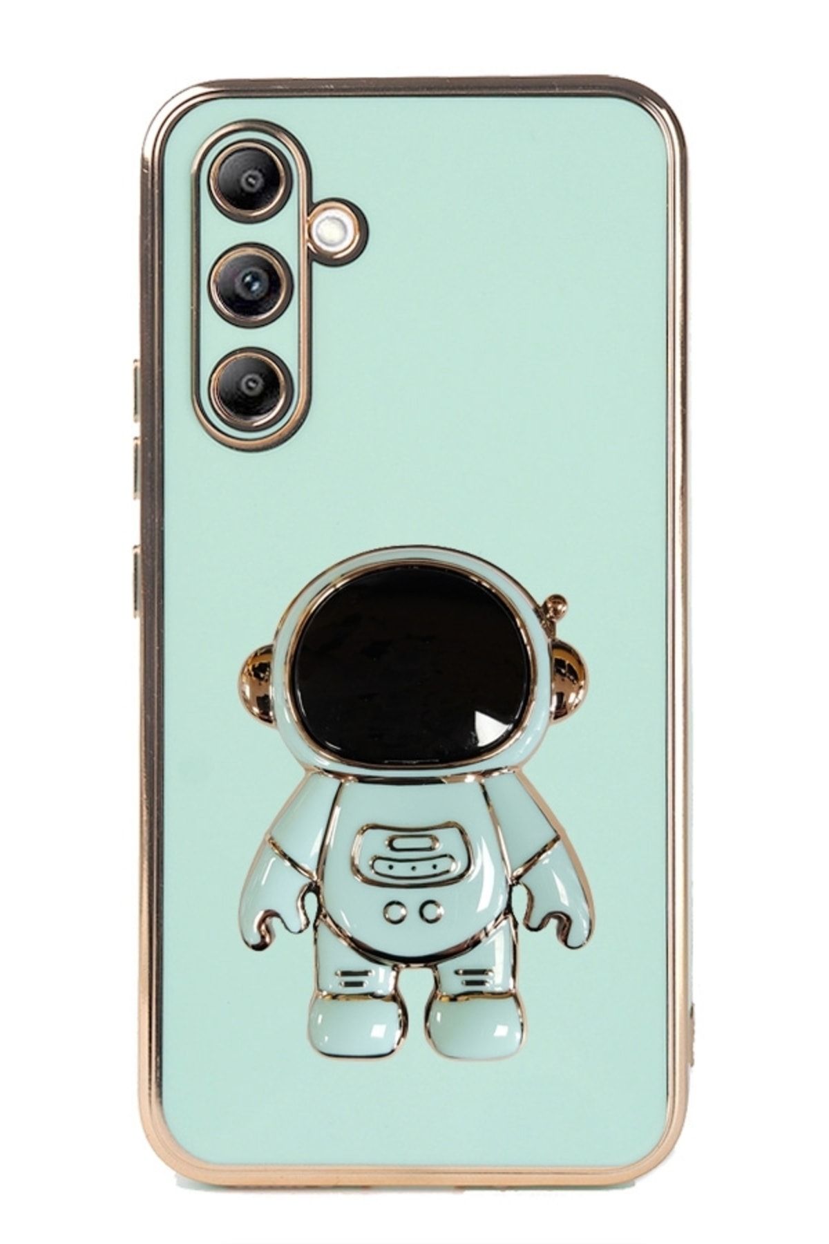 Dafoni Eiroo Astronot Samsung Galaxy A34 Standlı Yeşil Silikon Kılıf