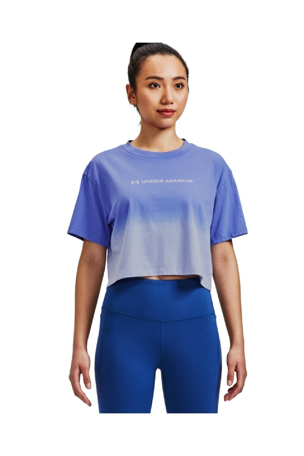 Under Armour 1376750 Ua Branded Dip Dye Crop Mavi Kadın T-Shirt