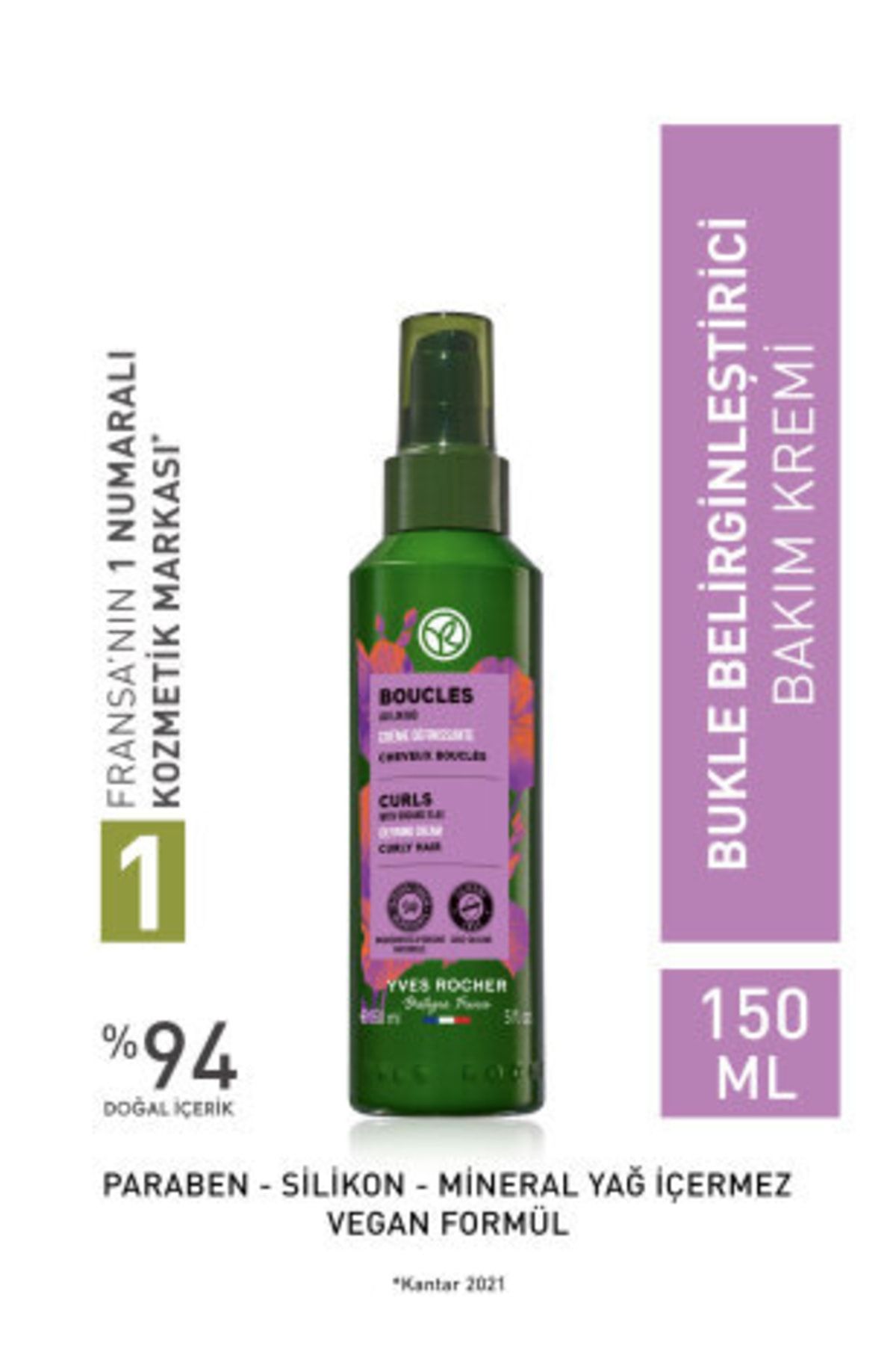 Yves Rocher Kıvırcık ve Dalgalı Saçlar İçin (Boucle) Bukle Belirginleştirici Bakım Kremi - Vegan-150 ml