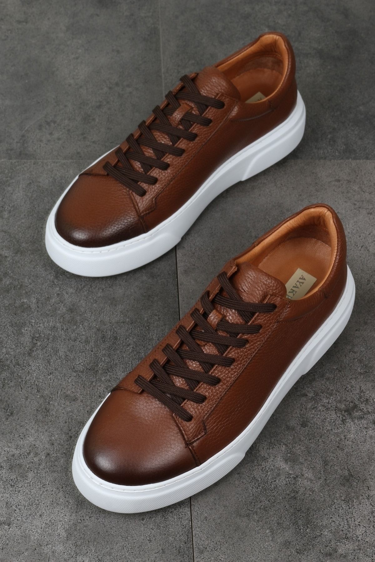 ayakPARK Kahverengi - Günlük Rahat Hakiki Deri Erkek Sneaker Ayakkabı