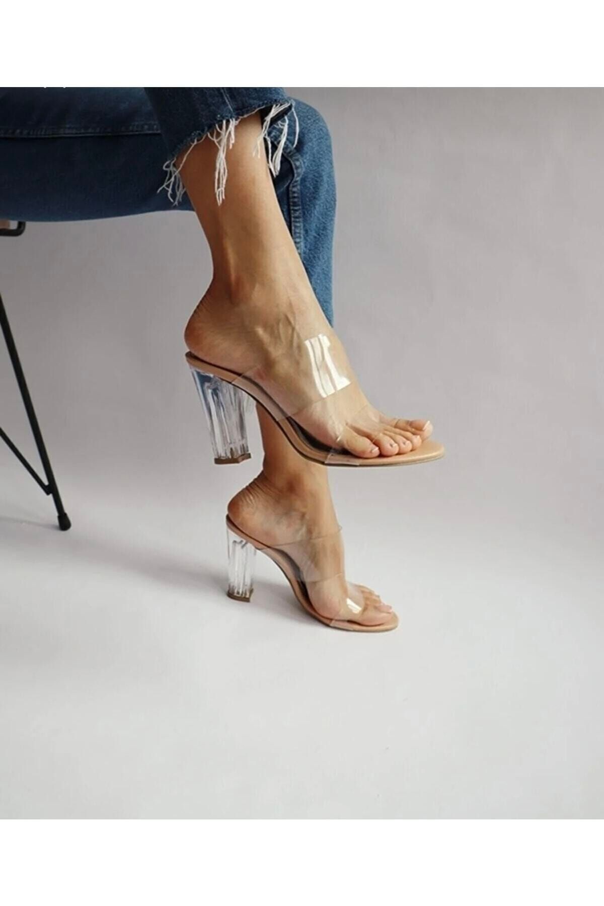 LUKKA Kadın Nude Şeffaf Topuklu Ayakkabı