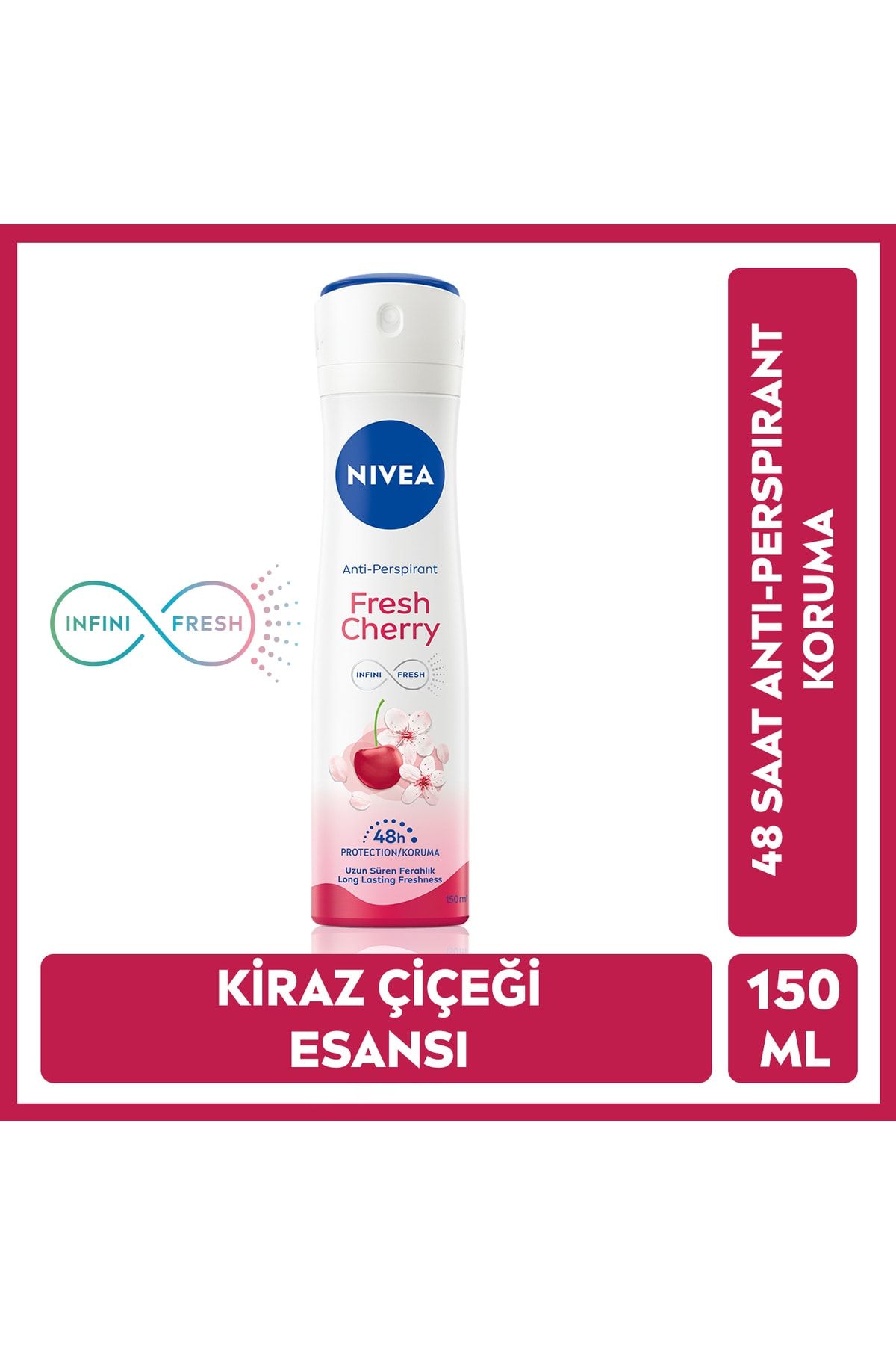Kadın Sprey Deodorant Fresh Cherry 150 Ml,48 Saat Anti-perspirant Koruması_0