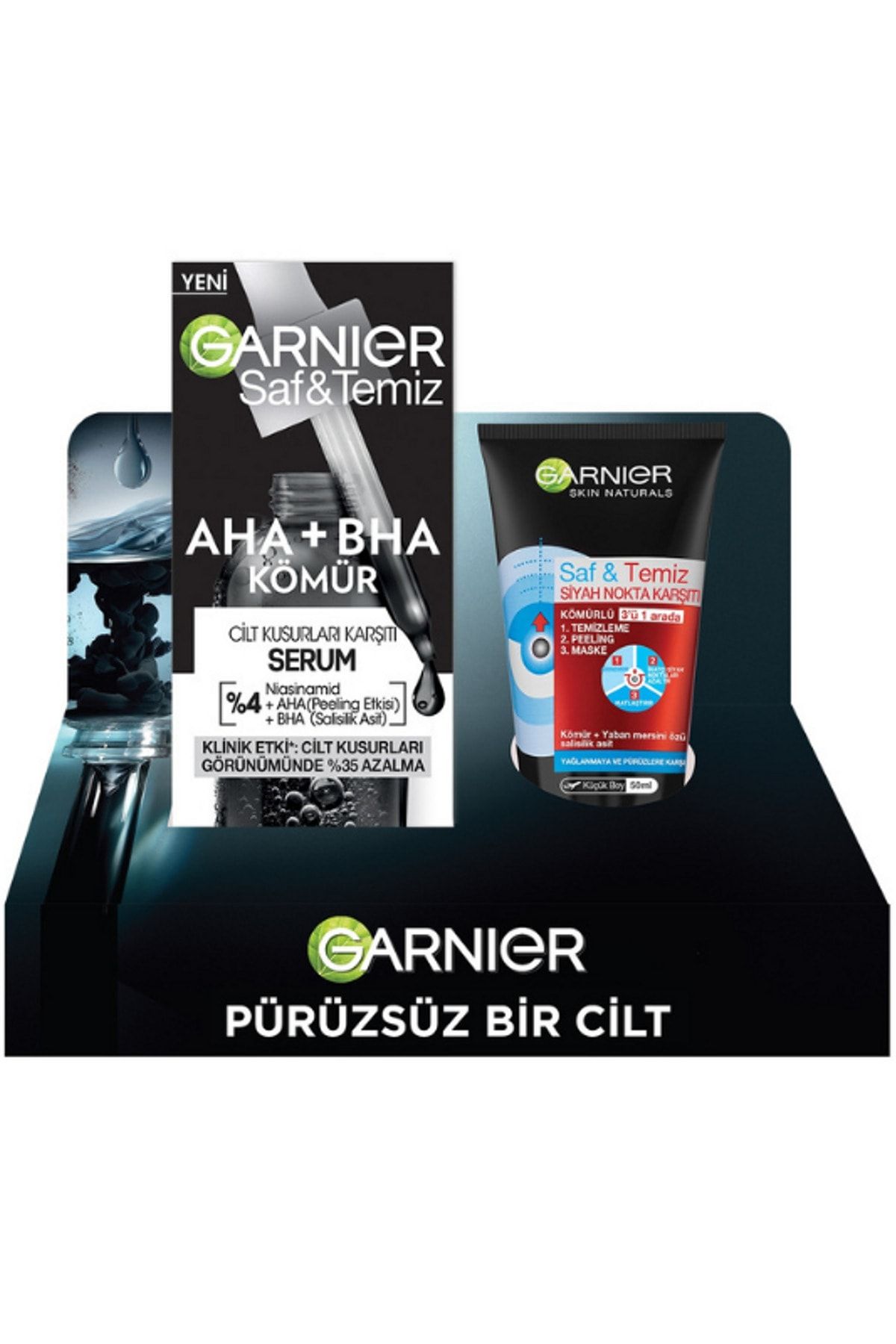 Garnier Skin Naturals Yüz Bakım Serumu Aha+bha Siyah 30 ml+ Temizleme Jeli 50 ml