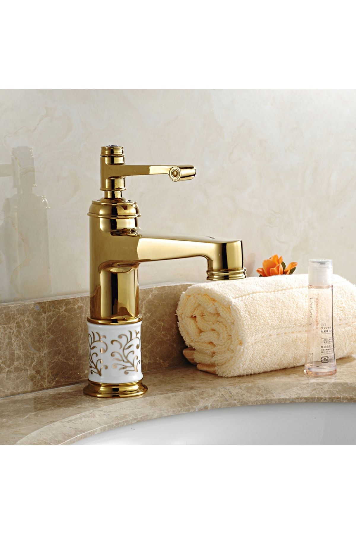 Anunnaki Gold Sıcak Ve Soğuk Güverte Monteli Altın Retro Banyo Lavabo Bataryası