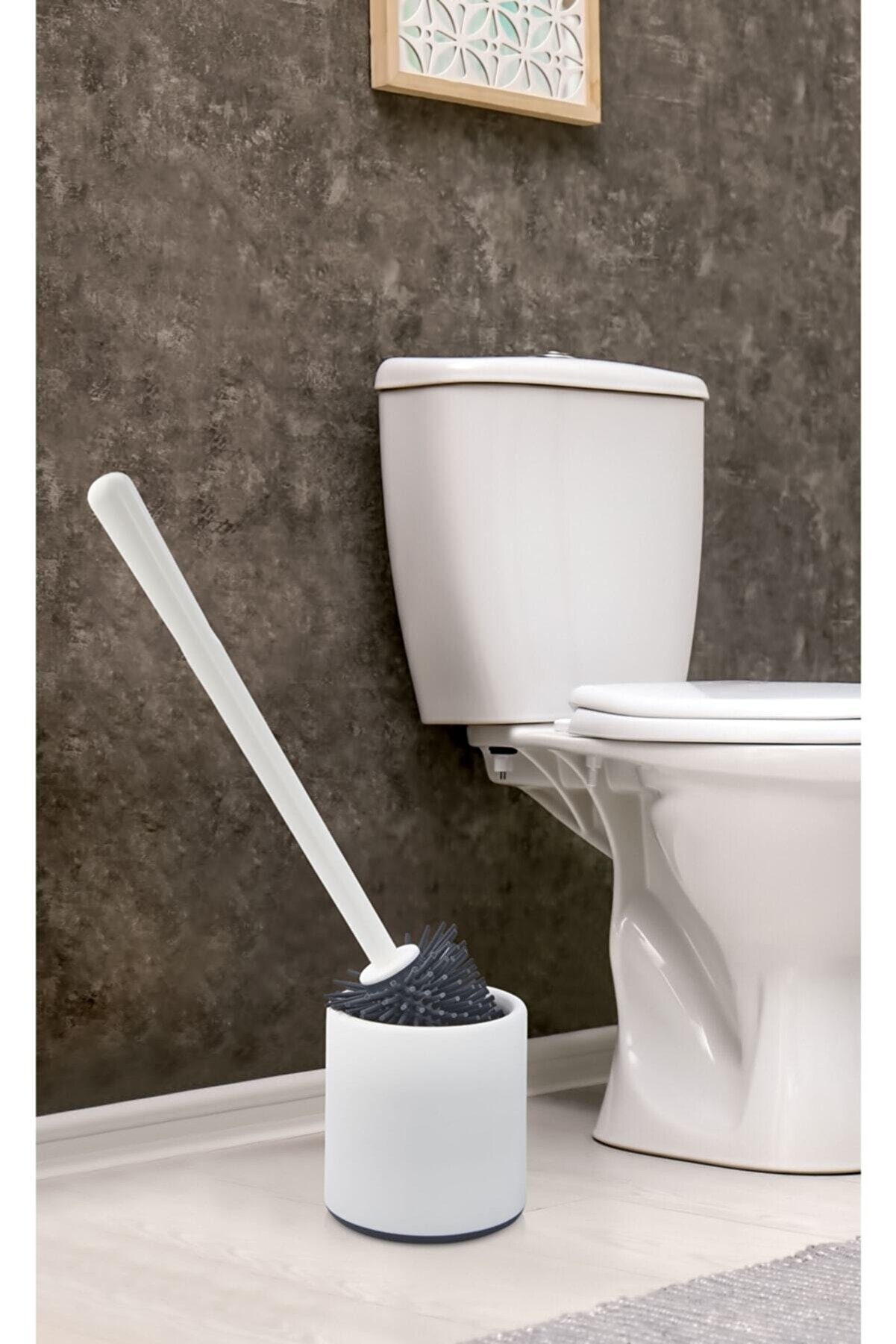 ATA HOME Oval Silikon Tuvalet Fırçası - Beyaz