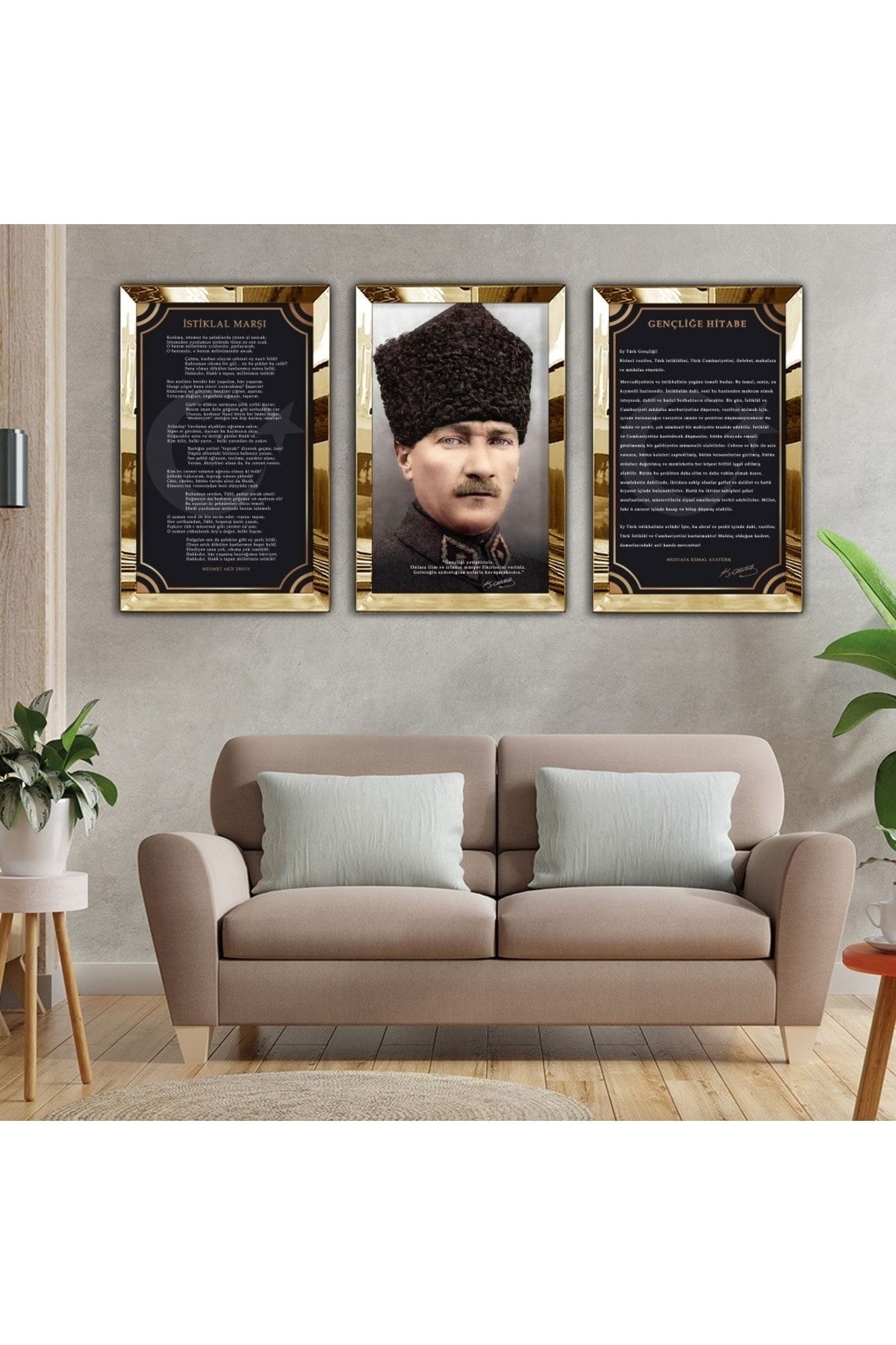 Zevahir Mobilya Dekorasyon Atatürk Istiklal Marşı Ve Gençliğe Hitabe 3lü Pleksi Tablo