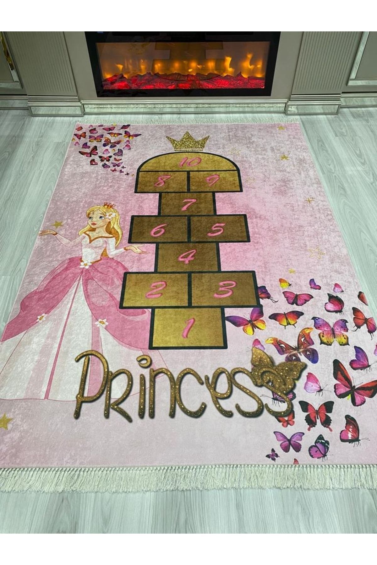 ALLGELSİN Dijital Baskı Yıkanabilir Kaymaz Taban Çocuk Odası Halısı Prenses 160x230cm 4m2