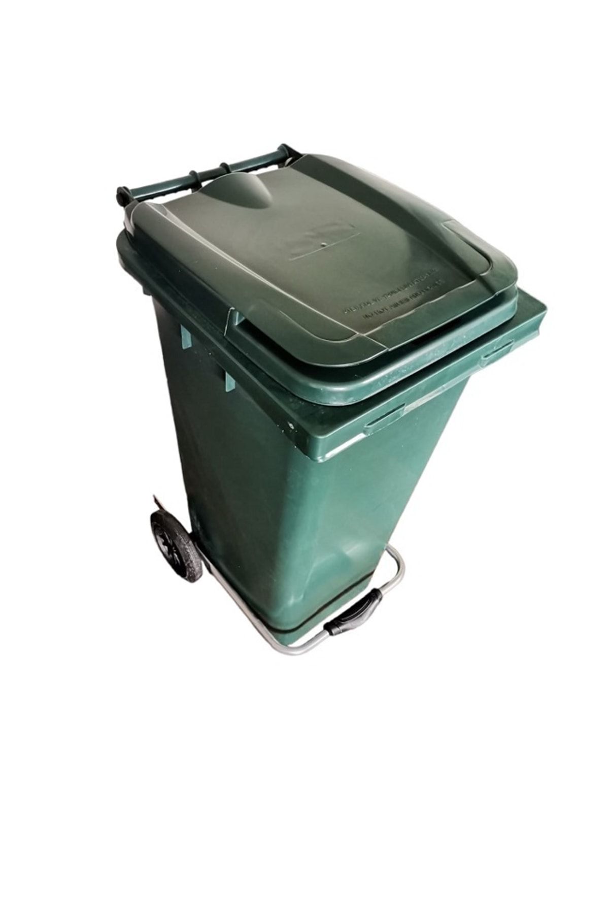 Genel Markalar Tekerlekli Demir Pedallı Sağlam Kapaklı Tutma Saplı Özel Çöp Konteyneri 120 Lt ( Yeşil ) Büyük Boy