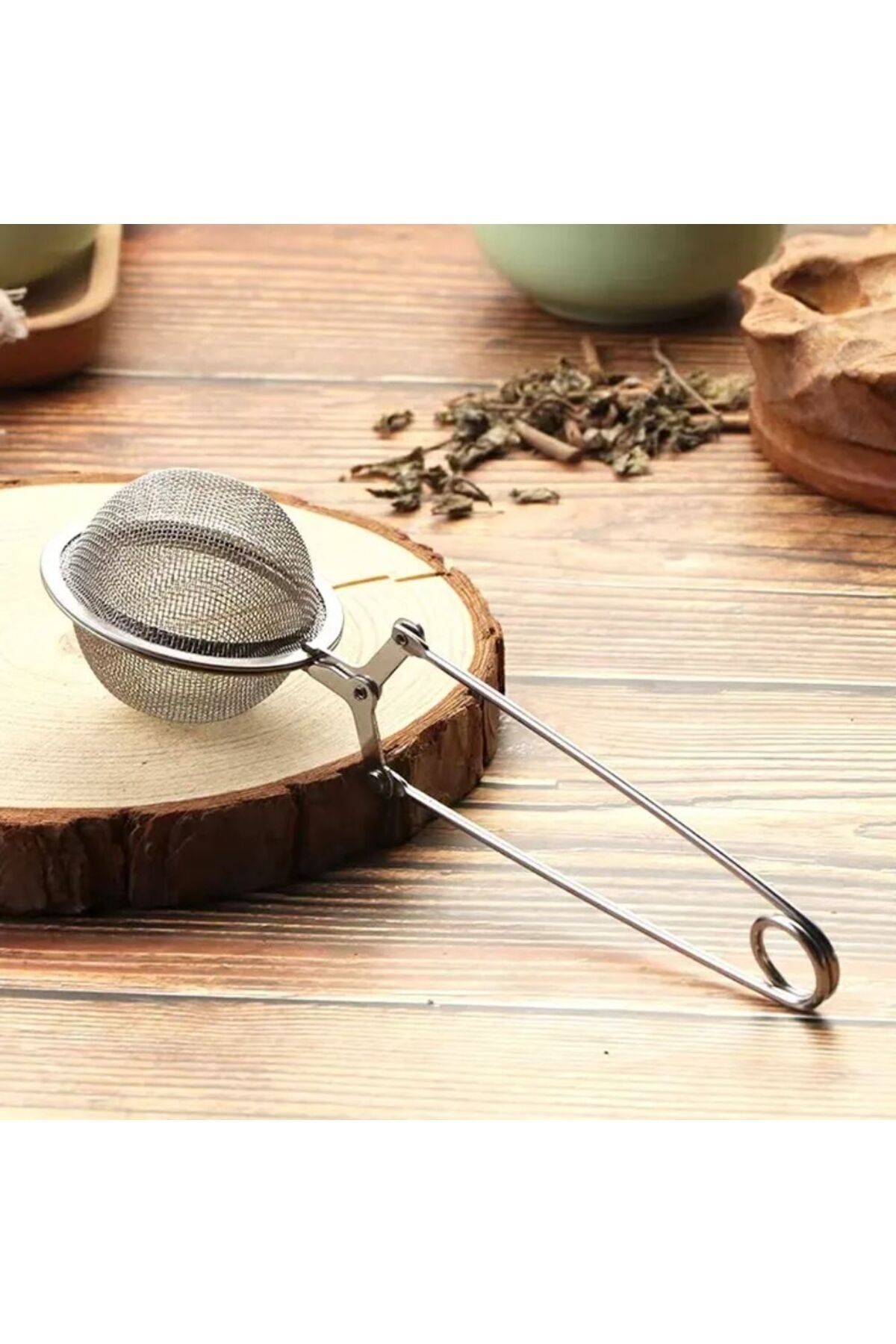 Mahmood Tea Paslanmaz Çelik Bitki Çayı Demleme Süzgeci Maşalı Çay Süzgeci