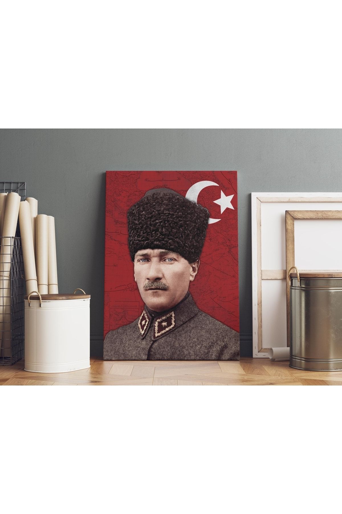 Saturn Mustafa Kemal Atatürk Kanvas Tablo 40x55cm Osmanlı Subay Üniforması Ile Dekoratif Tablo