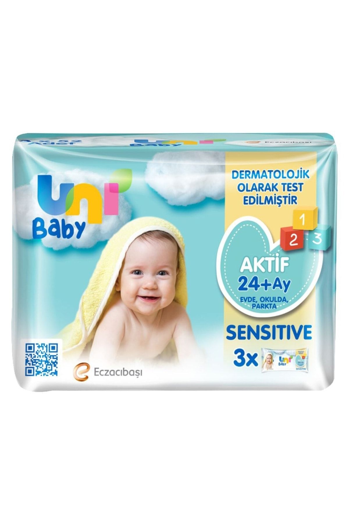 TOUCH PLUS Uni Baby Aktif Sensitive Bebek Islak Mendil 24+ Ay 3x52 Adet