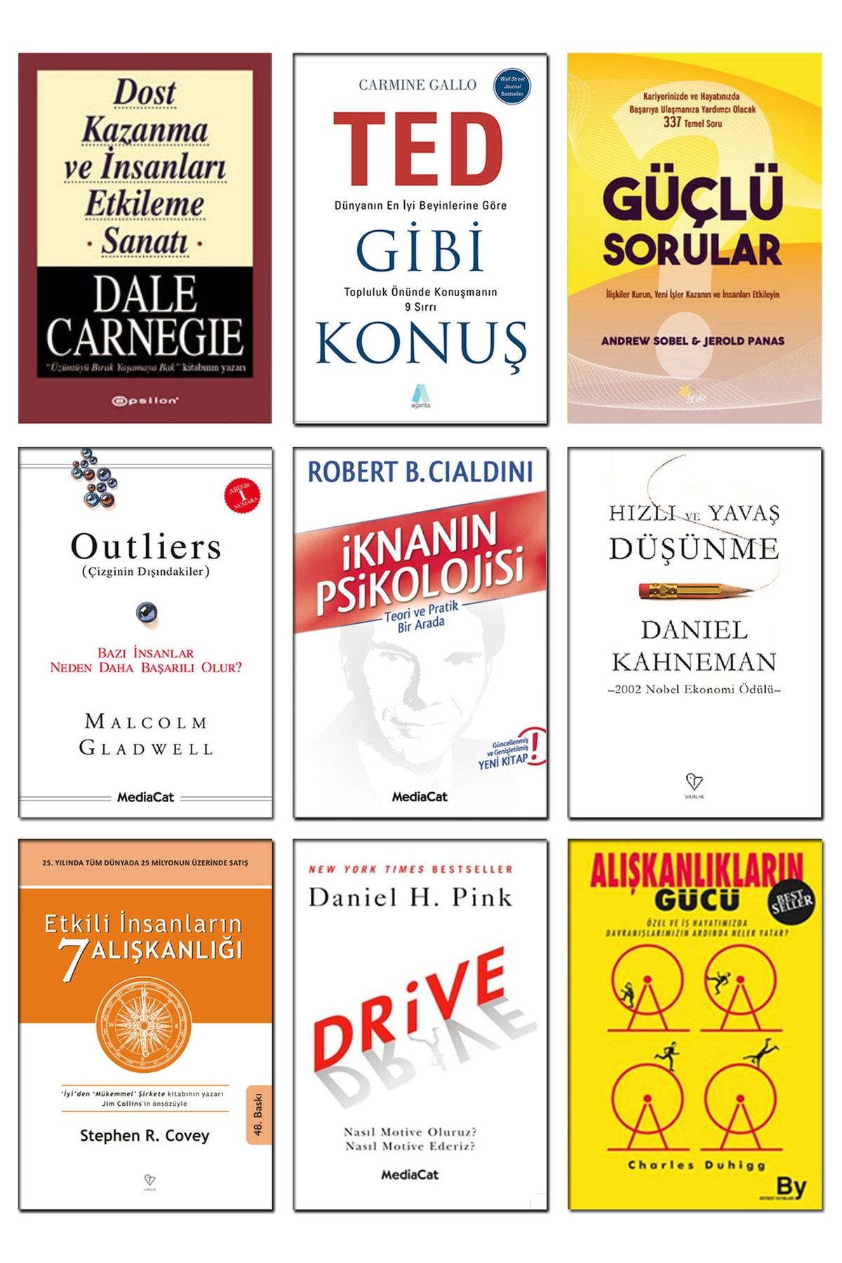 MediaCat Kitapları Outliers Ted Gibi Konuş Carmine Gallo Etkili Insanların 7 Alışkanlığı Stephen R. Covey Güçlü Sorular