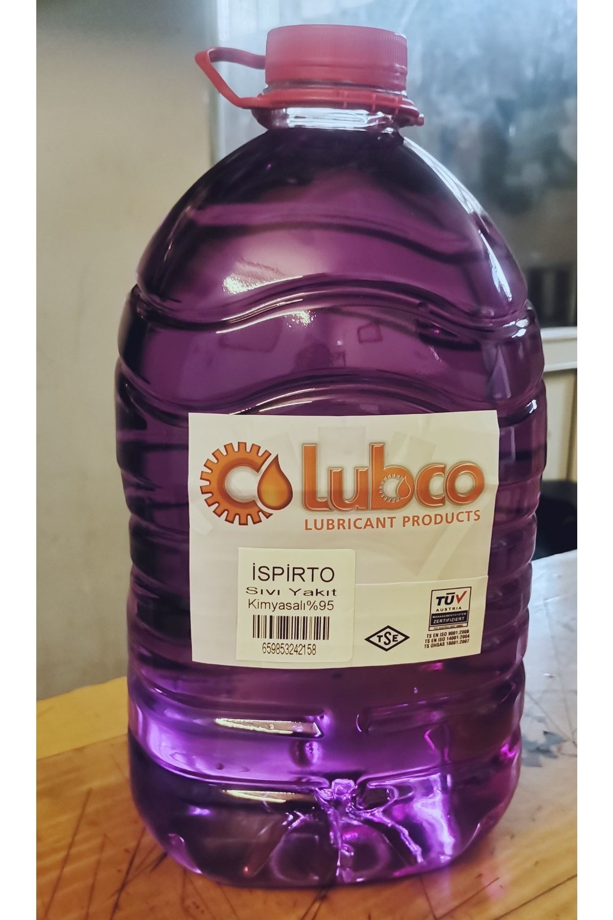 LUBCO Ispirto Konsantre Sıvı Yakıt Mor Renk Deney Labaratuar Ateş Tutuşturma Uygun 5 Litre Pet