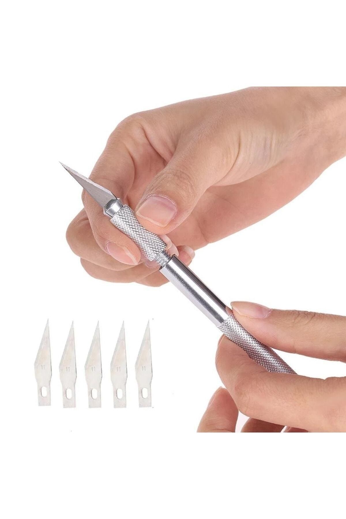 srtfootcare Kretuar Bıçağı, Paslanmaz Çelik Hassas Kesim Bıçağı + 5 Ad.yedek Bıçak
