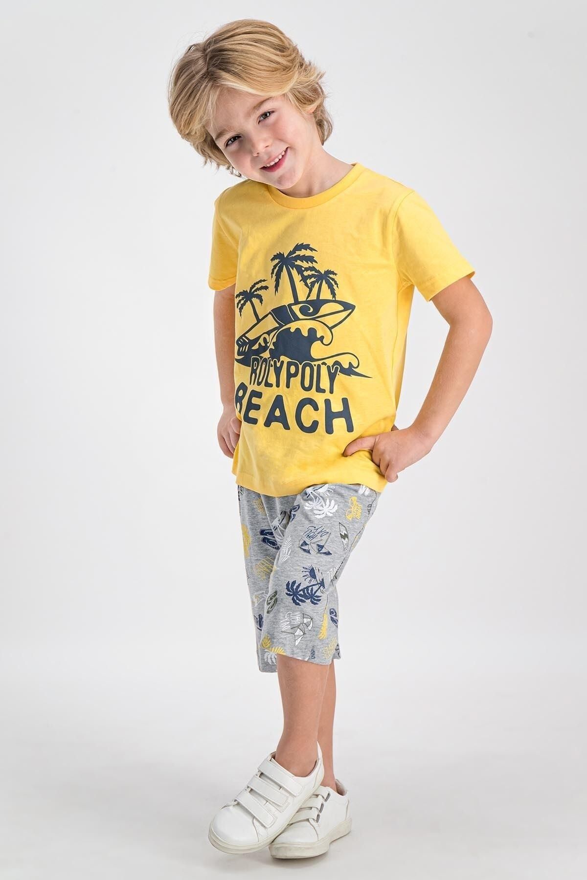 Rolypoly Erkek Çocuk 2'li Kapri Takım Yarım Kol RolyPoly Beach Desenli Süprem V1 2