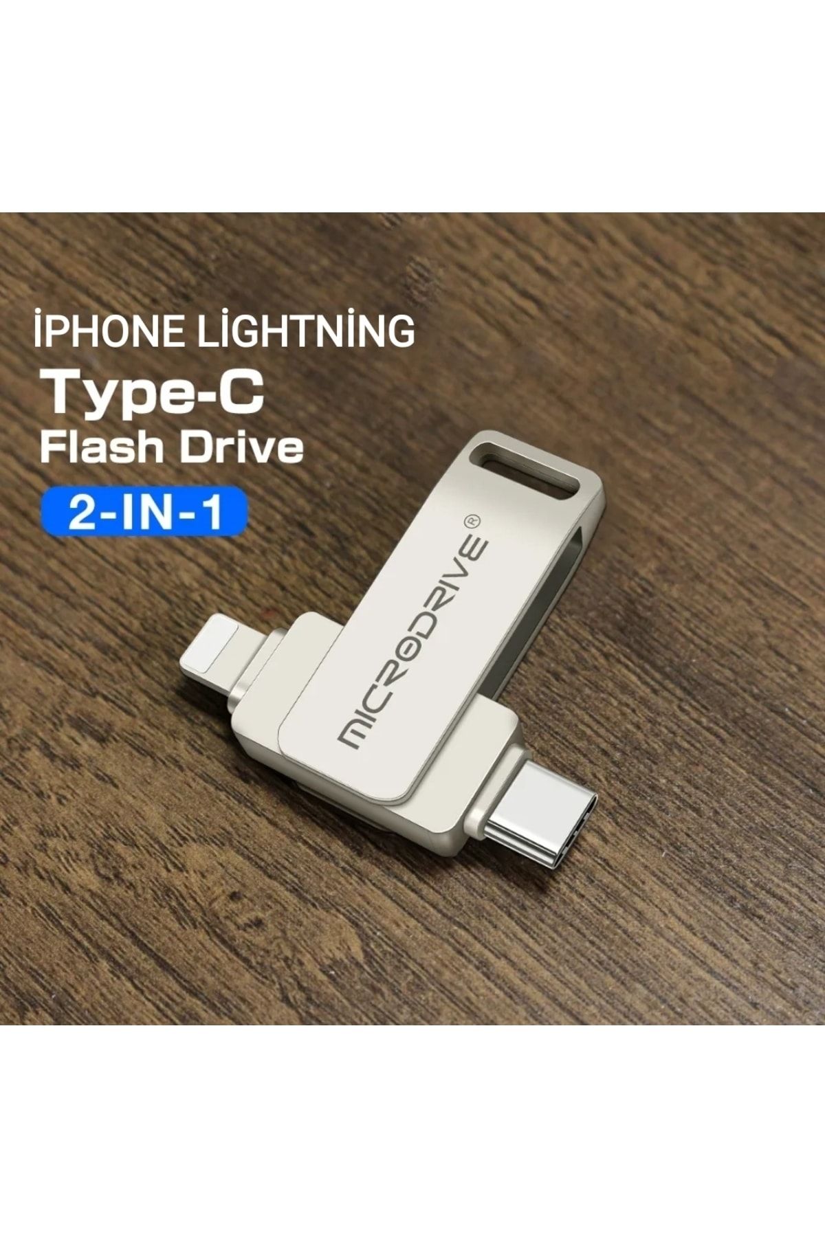 Micro Iphone Lightning Ve Type-c 128 Gb Metal Flash Bellek Otg Çift Taraflı