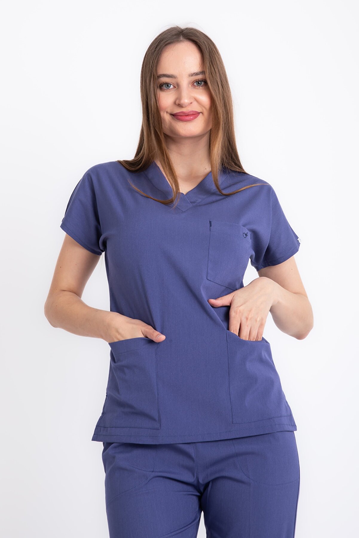 VİZYON UNIFORM Premium Flex Mavi Hemşire Forması Cerrahi Takım (UNİSEX)