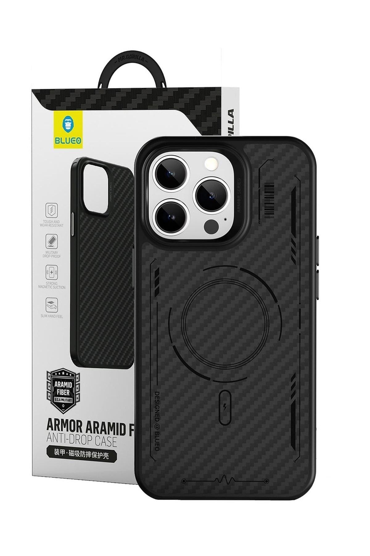 BLUEO Punk Armor Aramid Fiber Anti-drop Magsafe Kılıf Iphone 14 Pro