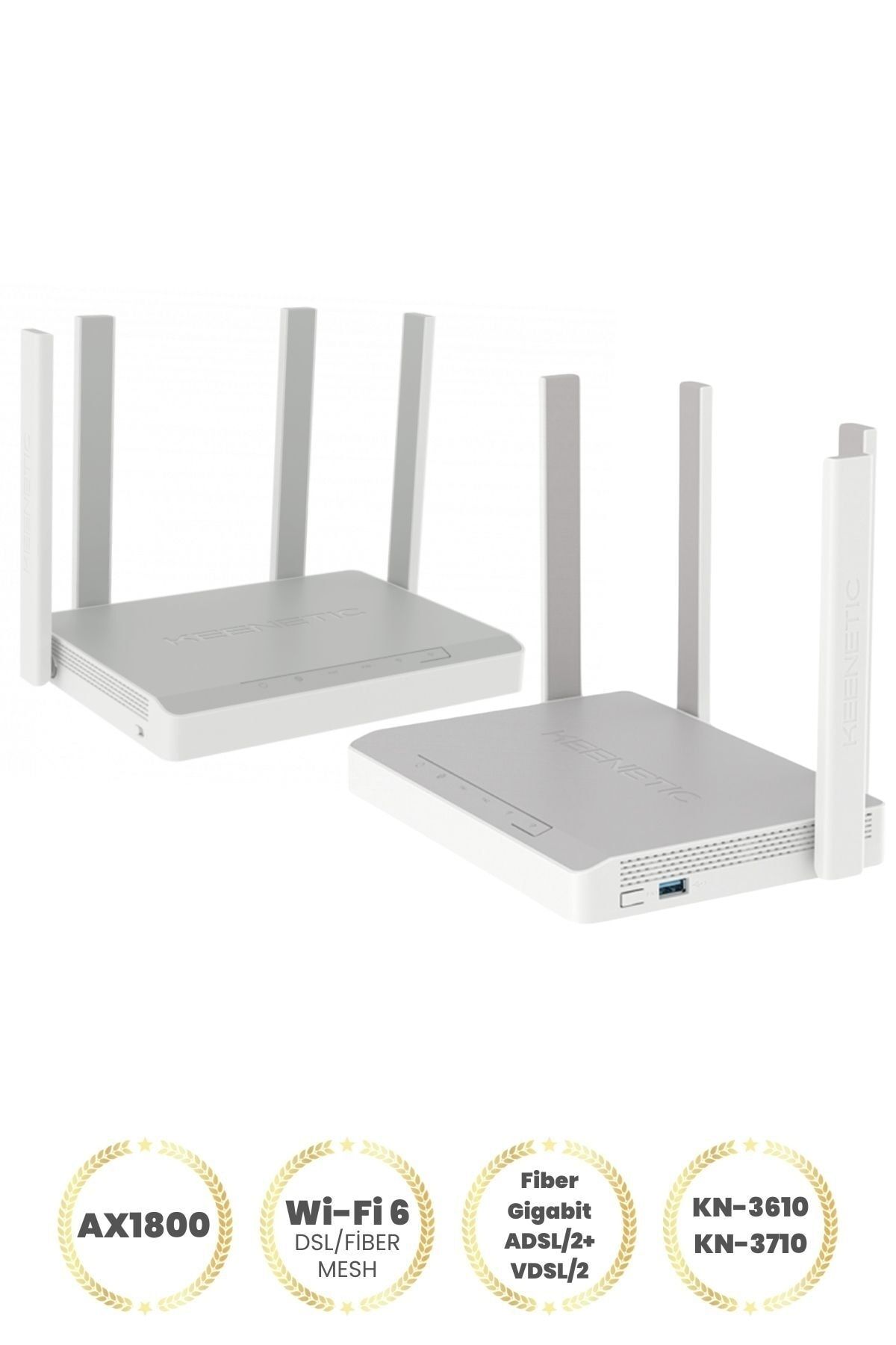 Keenetic 2'li Kit Ax1800 Hopper Dsl Vdsl2/adsl2+ Modem Ve Sprinter Router Wi-fi 6 Fiber Gigabit Mesh
