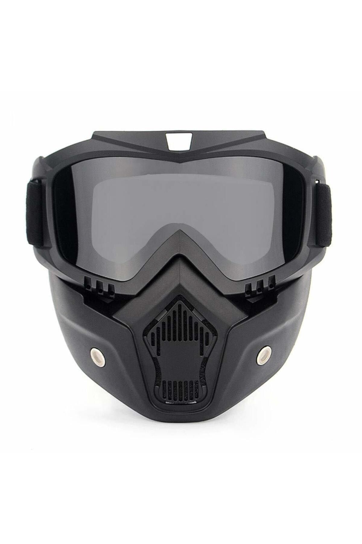 Prosev Motosiklet Açık Kask Maskesi Siyah Cam