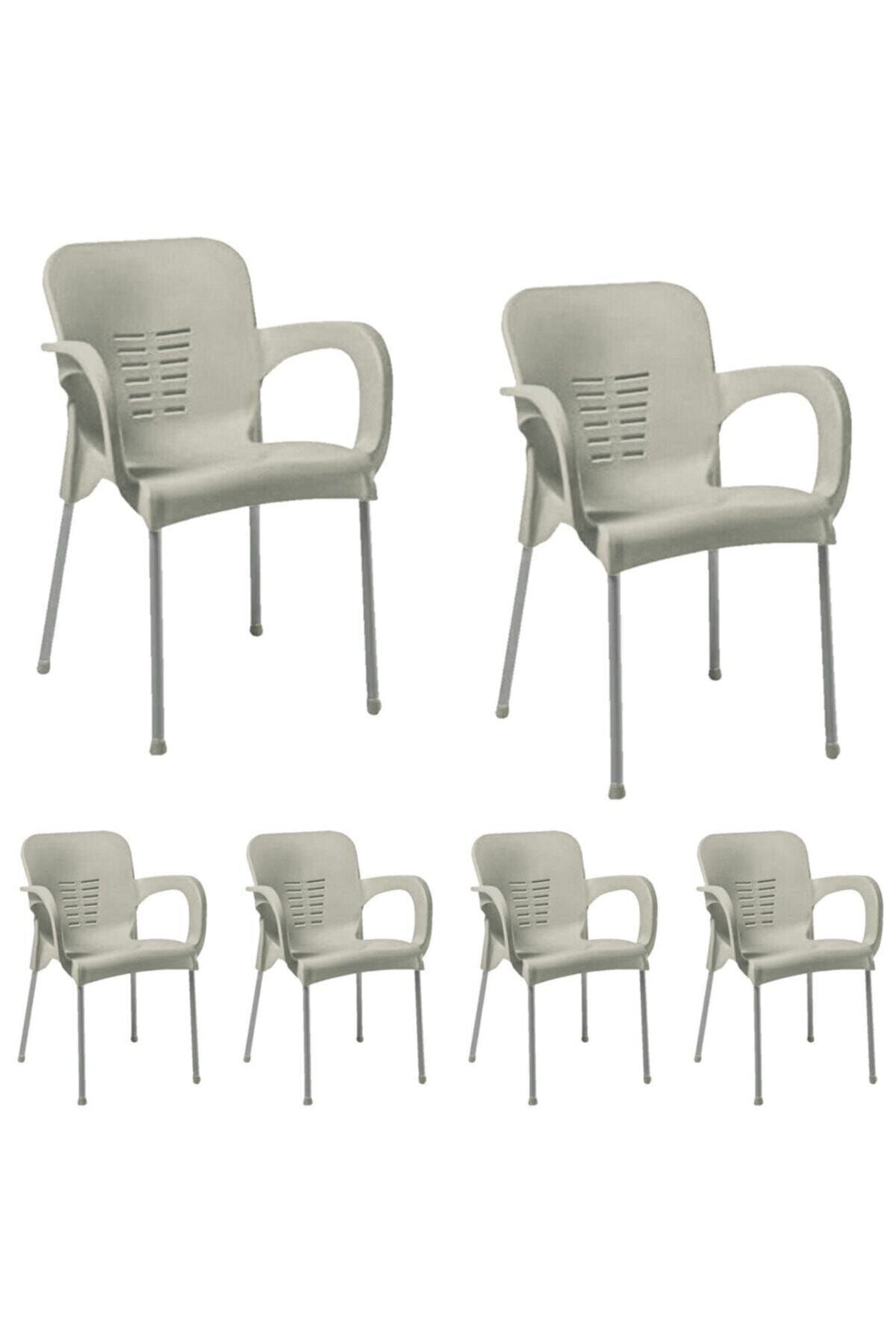 Genel Markalar 6 Adet Metal Ayaklı Plastik Sandalye Koltuk 6'lı Set
