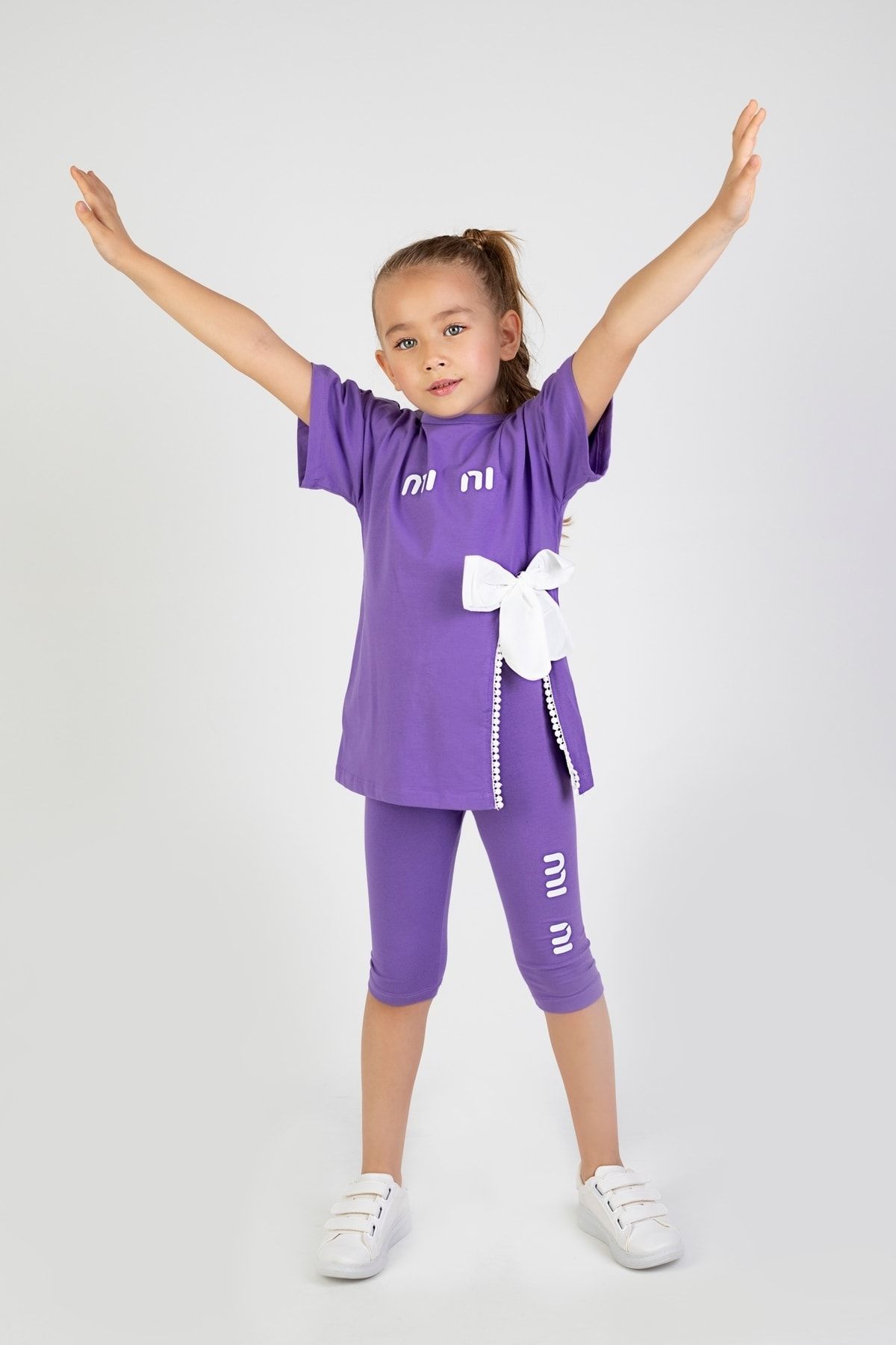HARİKA KİDS Kız Çocuk Mini Baskılı Tunik Model Yazlık Basic Takım 6-9 Yaş