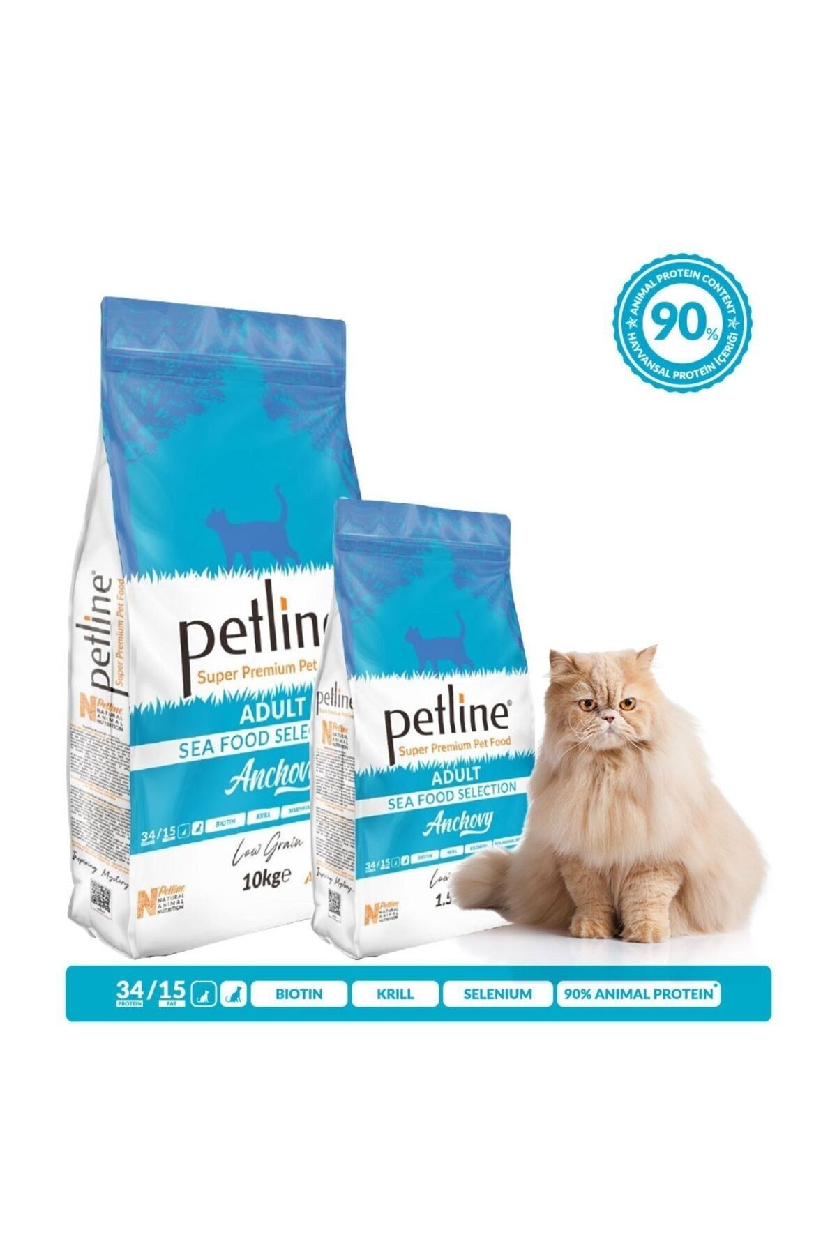 Petline Anchovy Hamsili Balıklı Deniz Mahsullü Yetişkin Kedi Maması 1.5 Kg