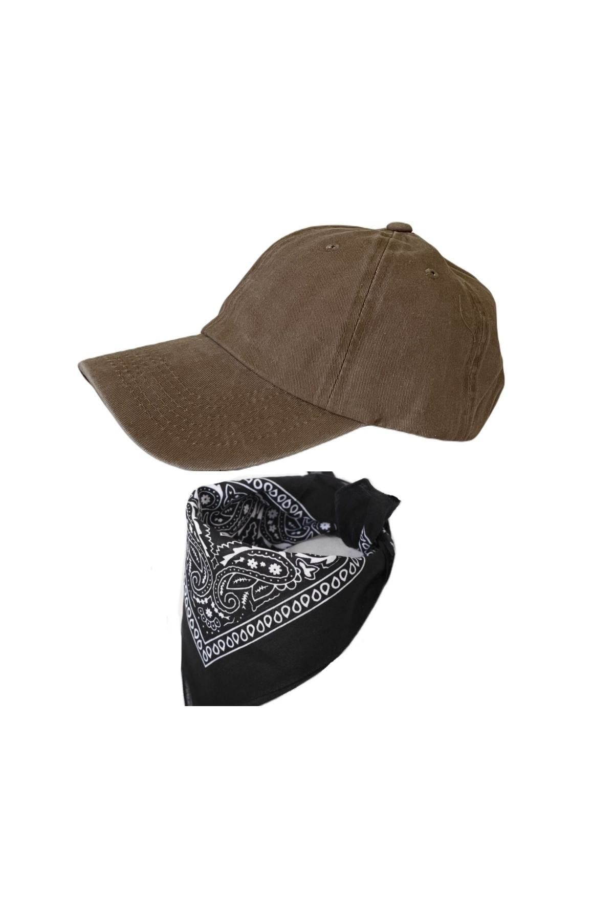 Rupen Kraft Bandana Kombinlidüz Vizon Renk Yıkamalı Eskitme Şapka Vintage Şapka