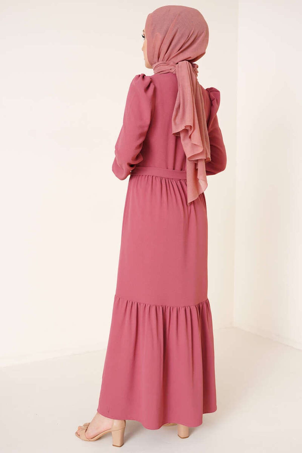 VOLT CLOTHİNG Kadın Yakası Büzgü Detaylı Ayrobin Elbise