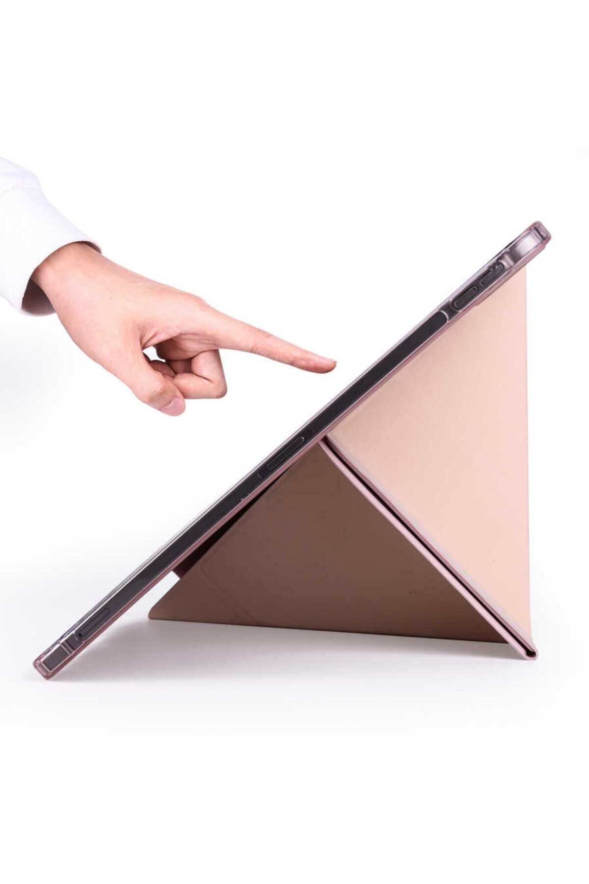 Gpack iPad Air 10.9 2020 4.Nesil Uyumlu Kılıf Standlı Katlanabilir Pu Silikon tf1 Koyu Yeşil