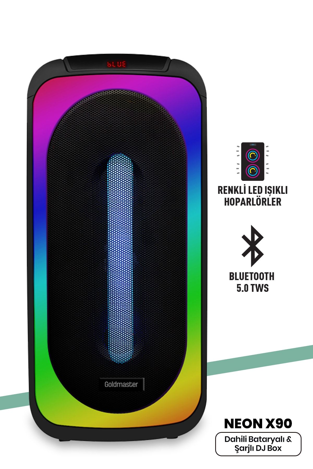 GoldMaster Taşınılabilir Kablosuz Bluetooth Hoparlör Led Işıklı Party Box