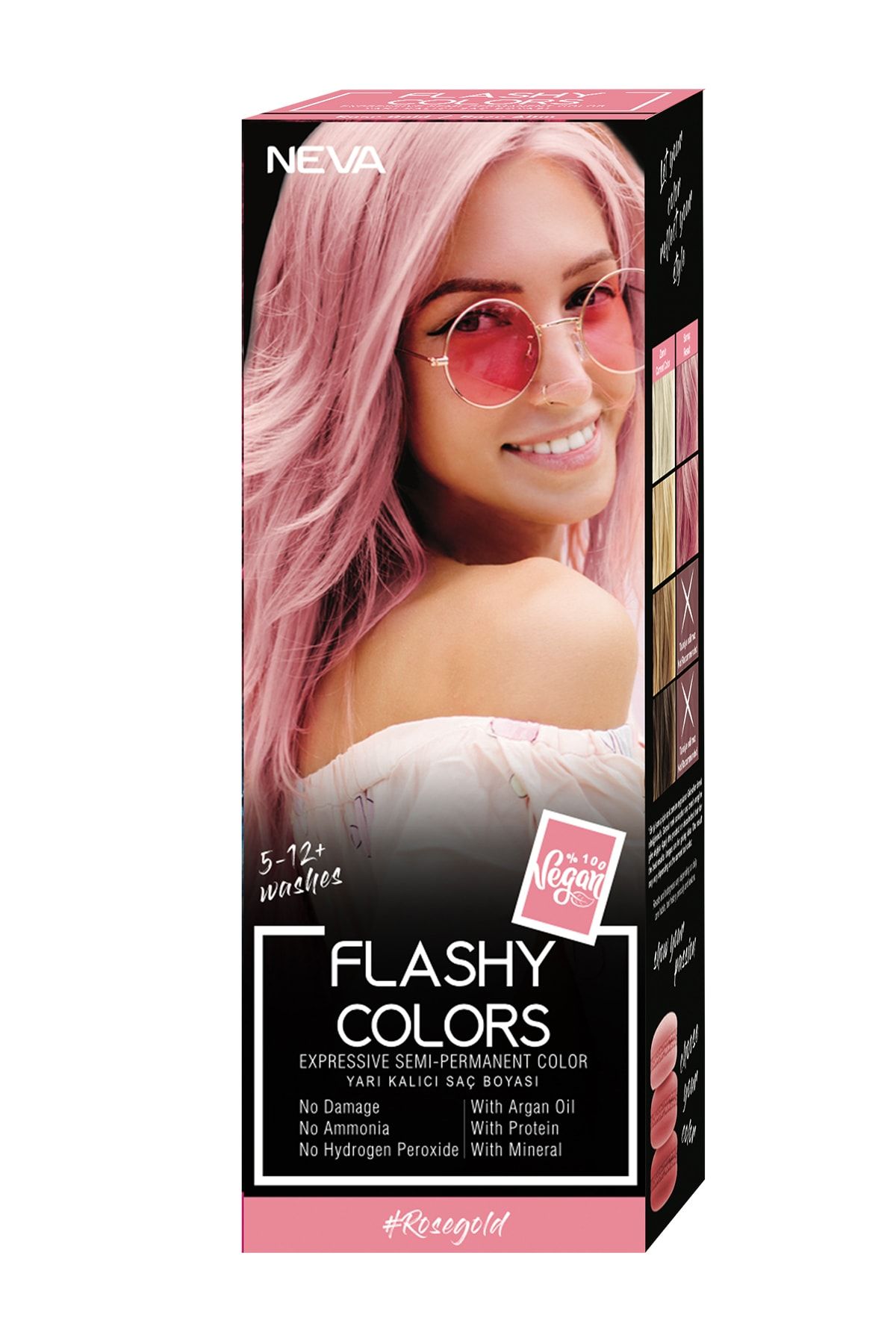 Neva Flashy Colors Yarı Kalıcı Saç Boyası Rose Gold / Roze Altın 100 ml