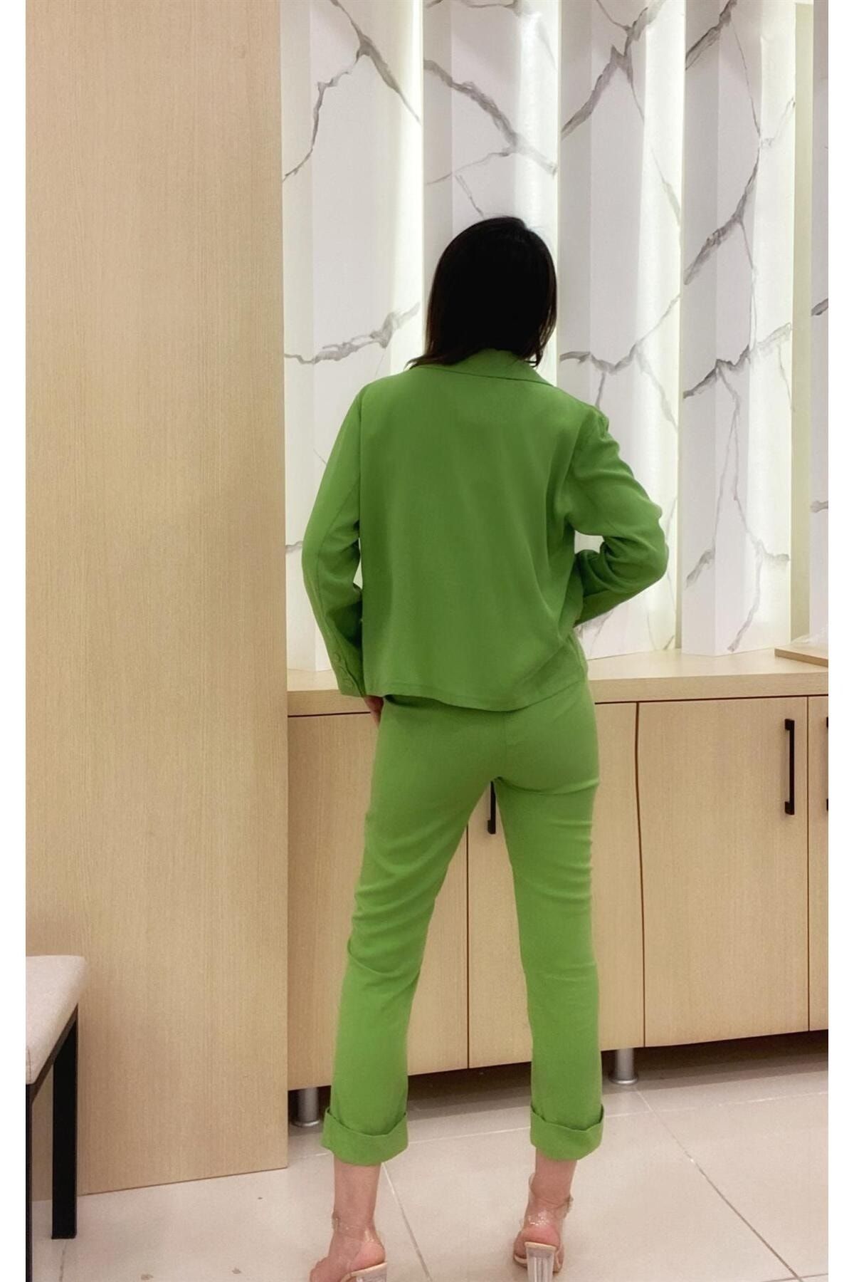 Batik Cep Detaylı Pantolon Yeşil