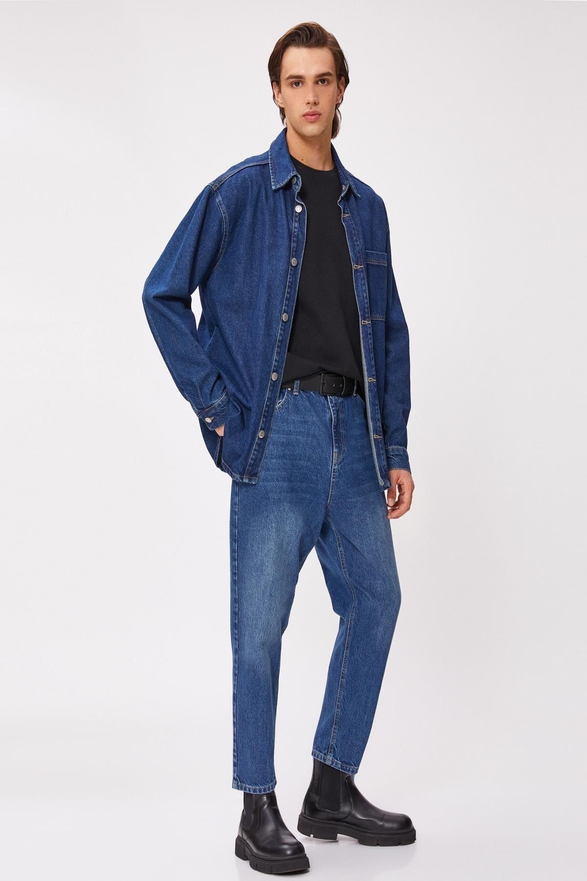 Koton Erkek Orta İndigo Jeans