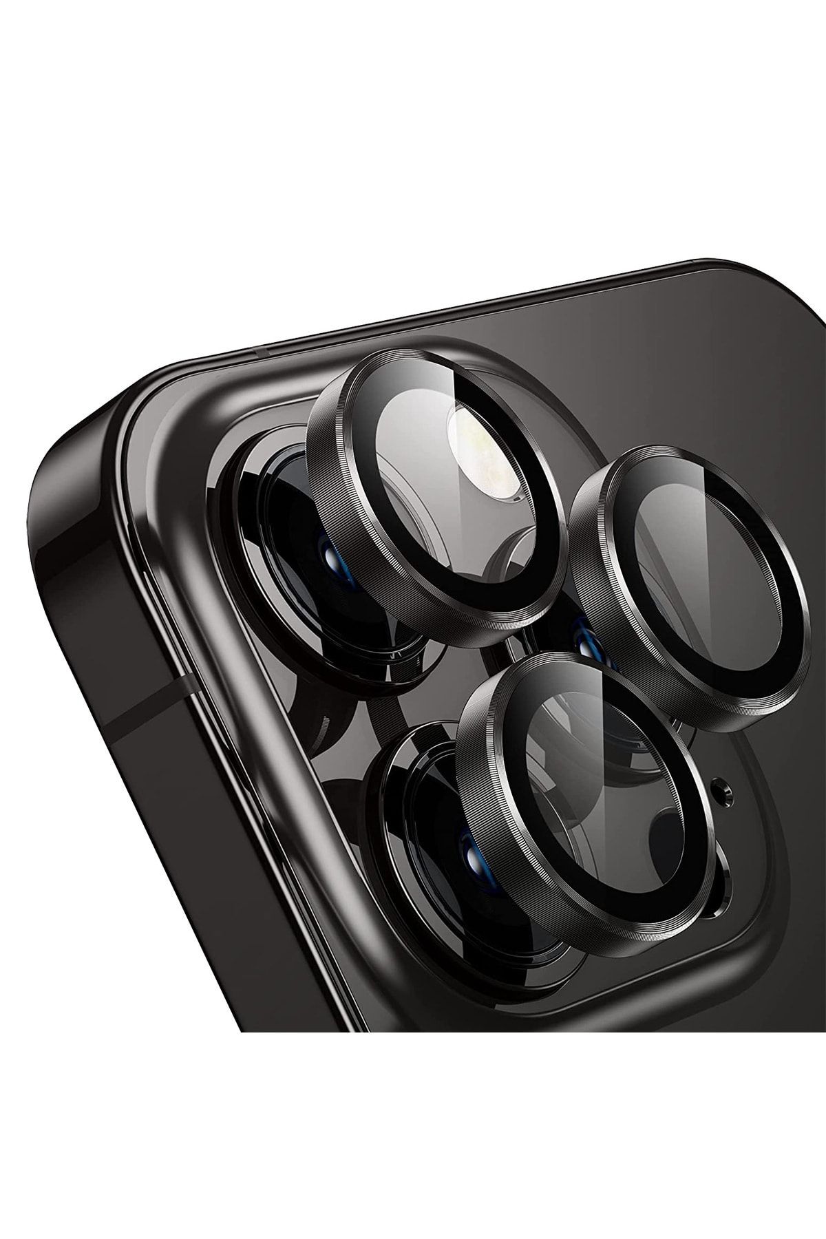 Buff iphone 13 Pro Max / 13 Pro Safir Kamera koruyucu (kolay takma aparatlı) Uzay Gri