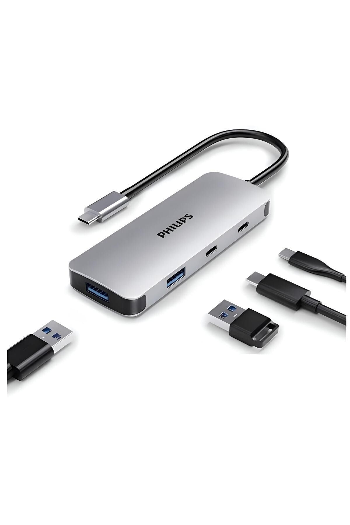 Philips Swr1651a Type-c To 2*usb-a 3.2 Ve 2*usb-c Pd 100w Hub Çoklayıcı Adaptör